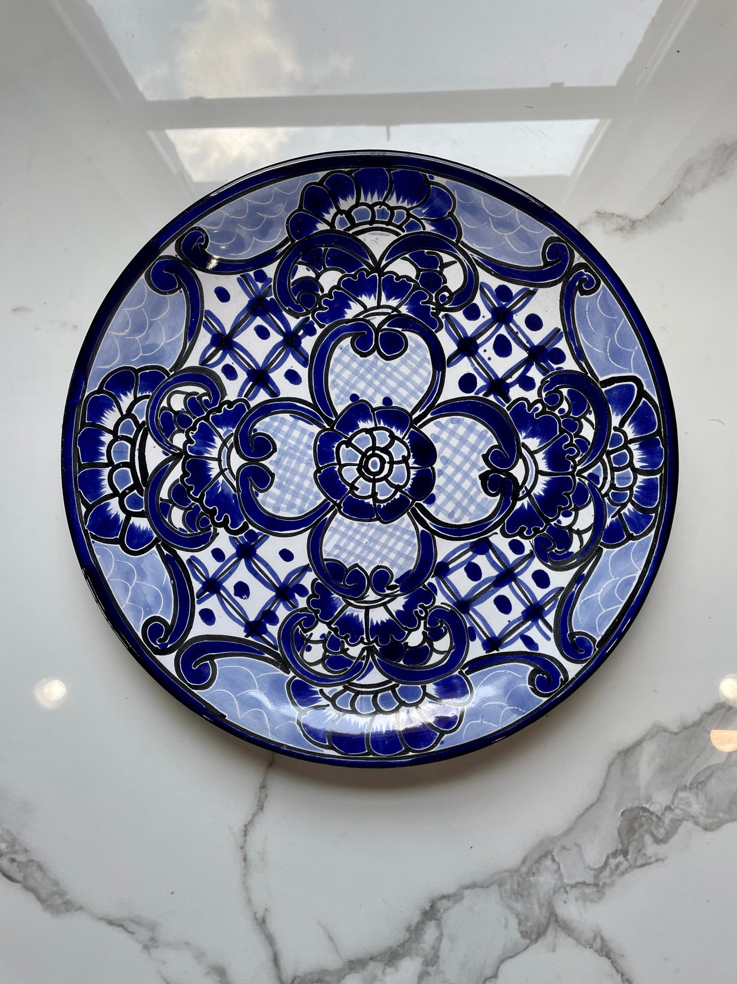 Blue and White Wall Hanged Decorative 3pc Talavera Plate Set