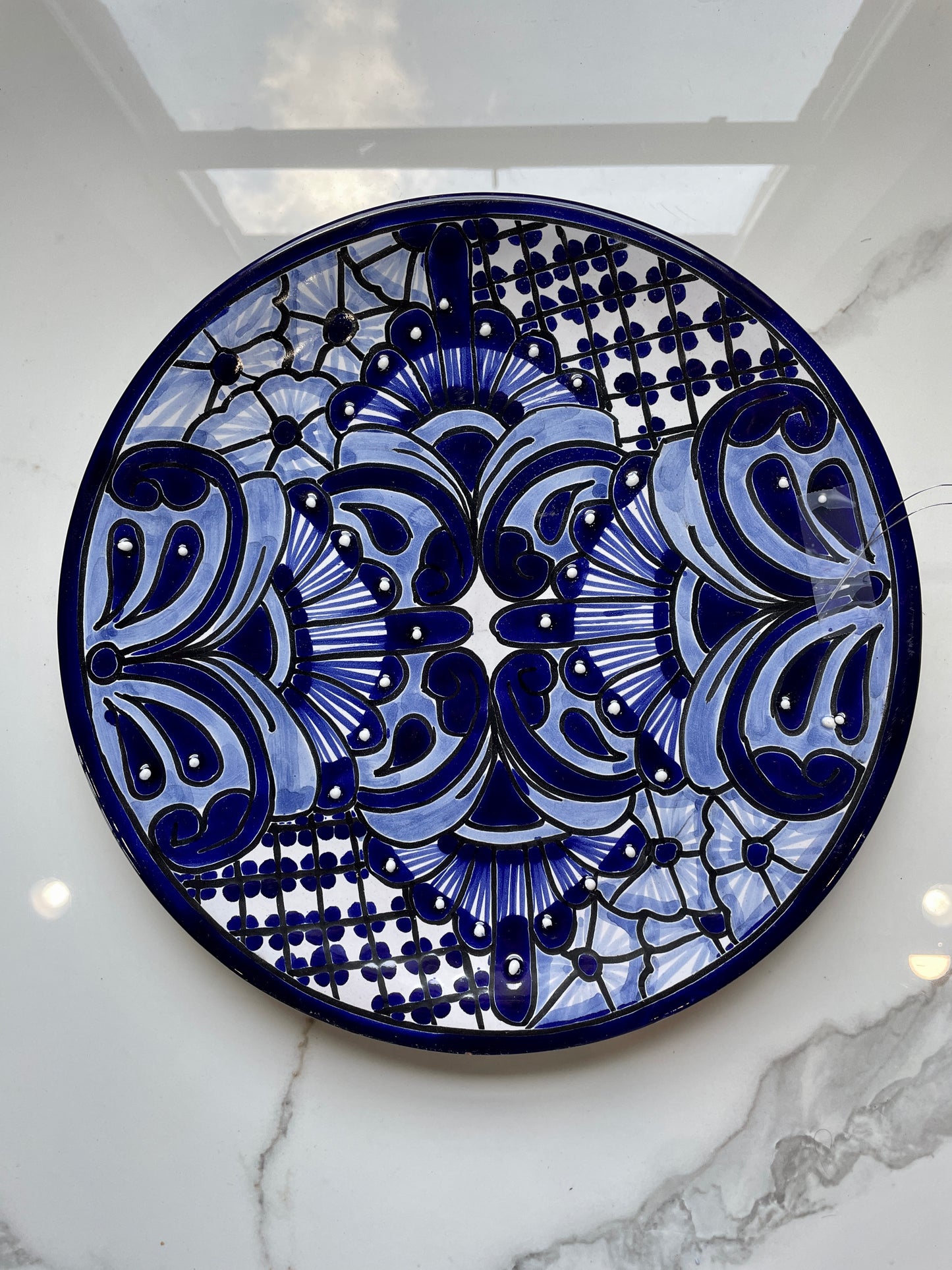 Blue and White Wall Hanged Decorative 3pc Talavera Plate Set