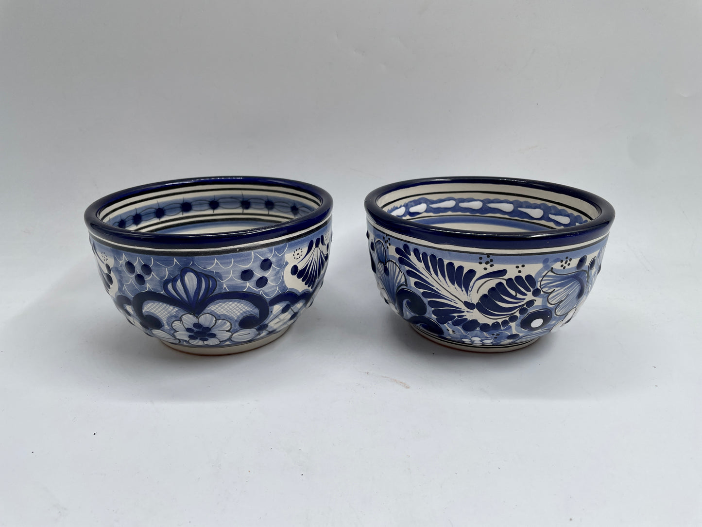 Blue and White Patterned 2pc Talavera Bowl Set