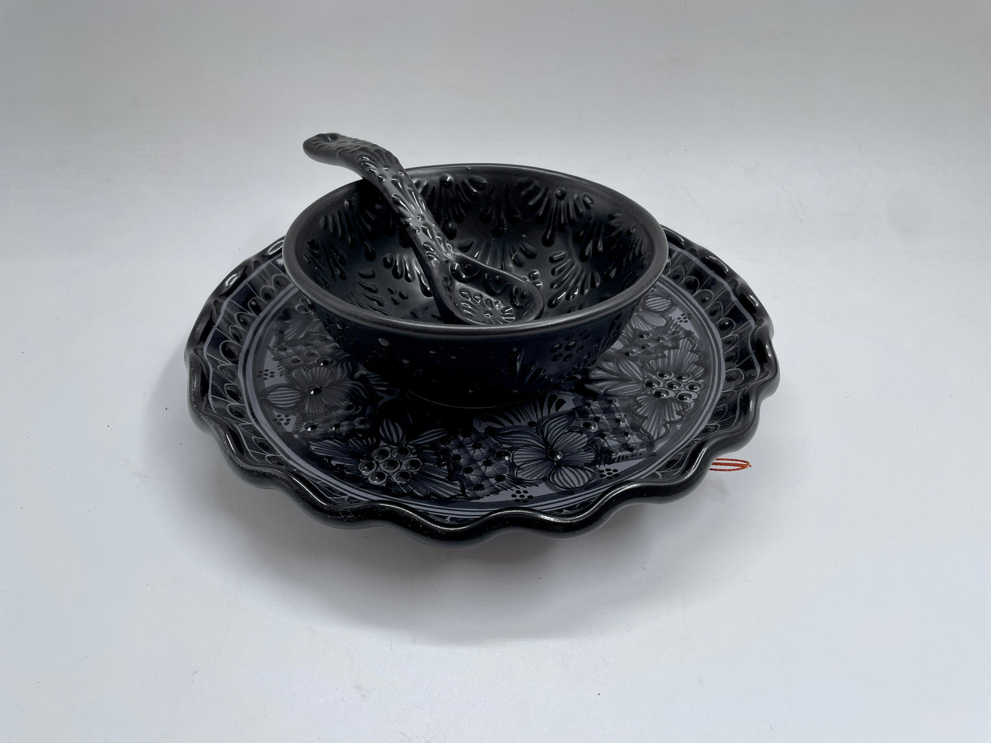 Black Patterned 3pc Talavera Bowl Set