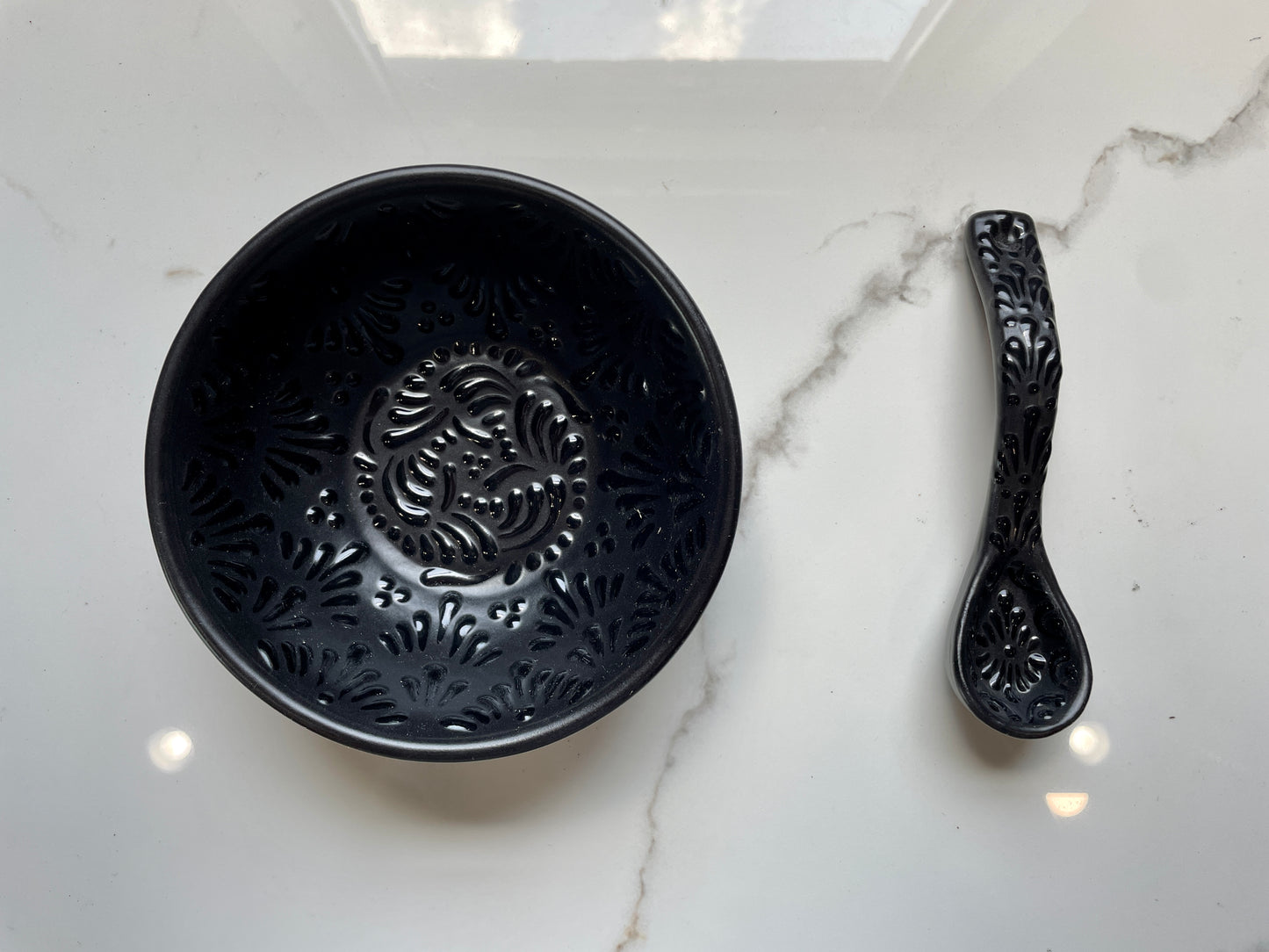 Black Patterned 3pc Talavera Bowl Set