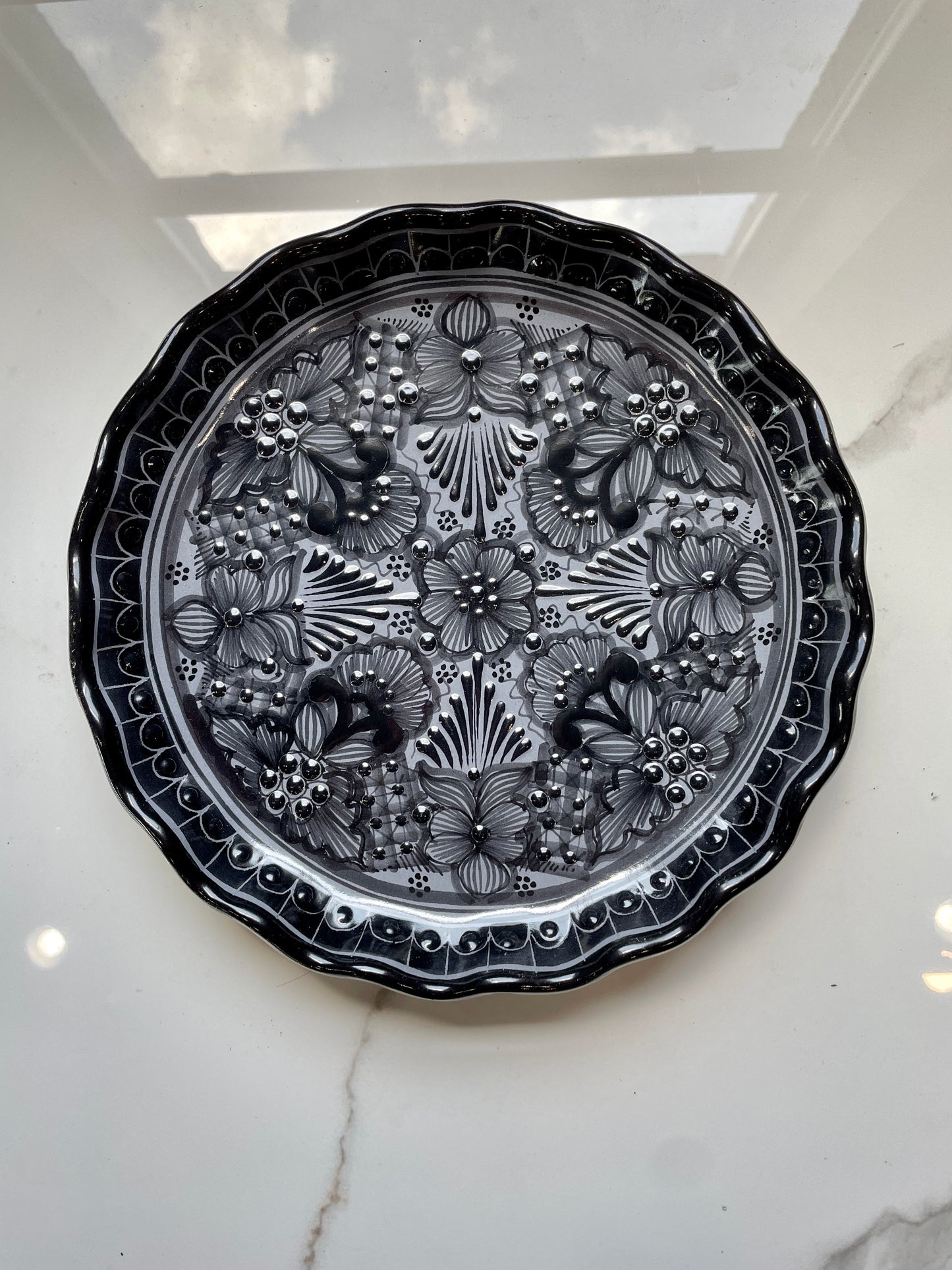 Black Patterned 3pc Talavera Bowl Set