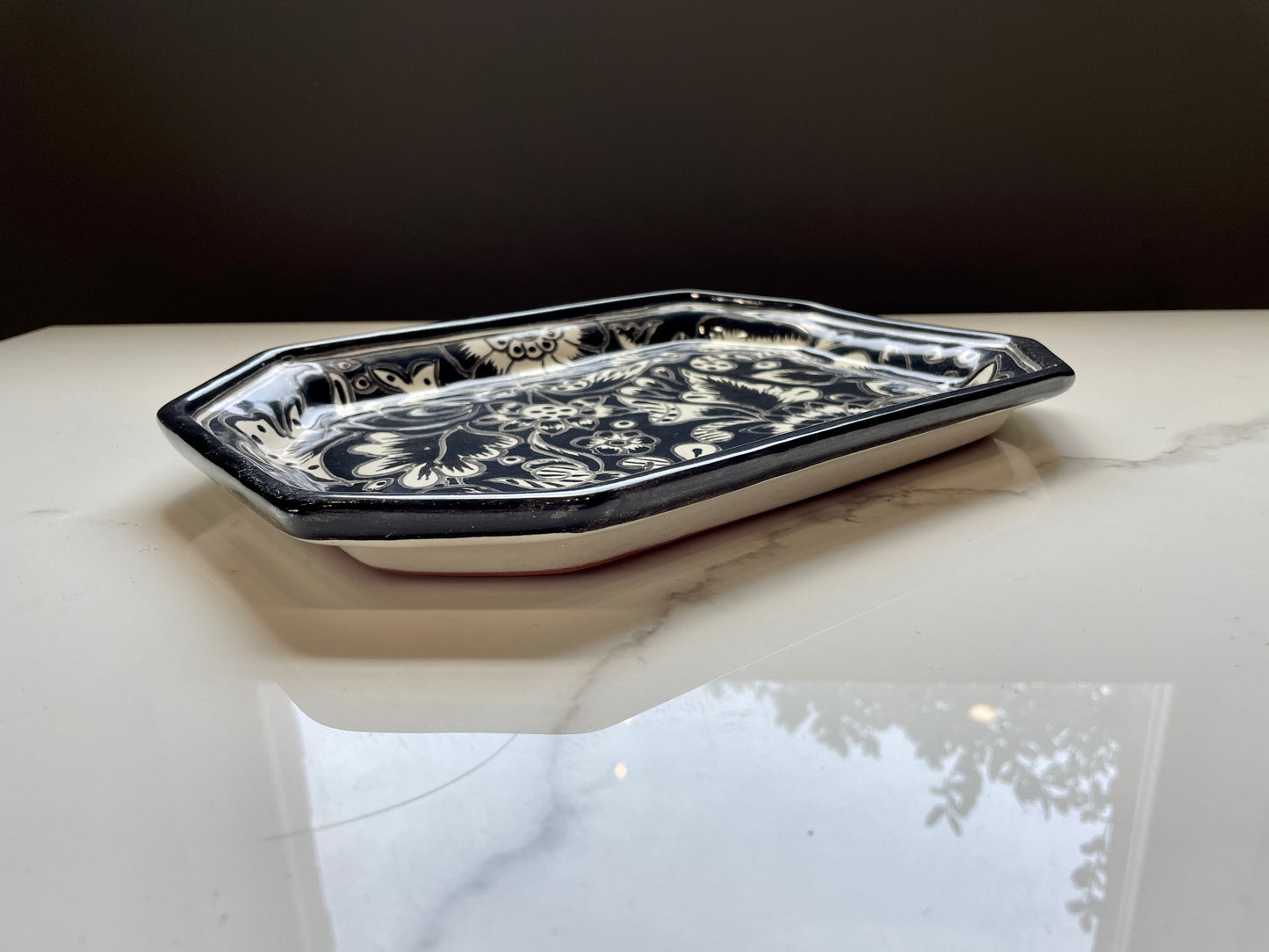 Black and White Patterned Talavera Tray