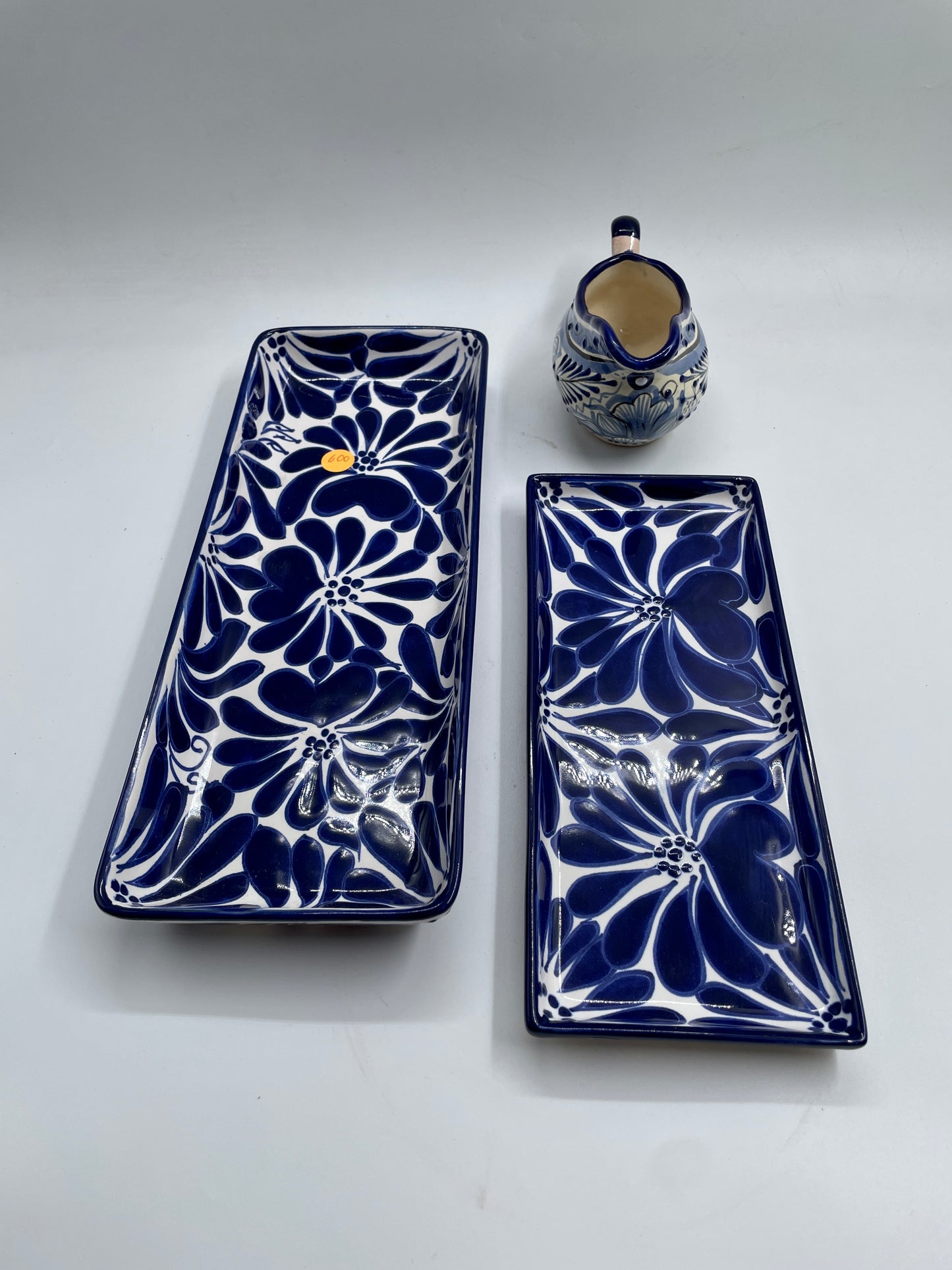 Blue and White Patterned Talavera Tea Tray Set