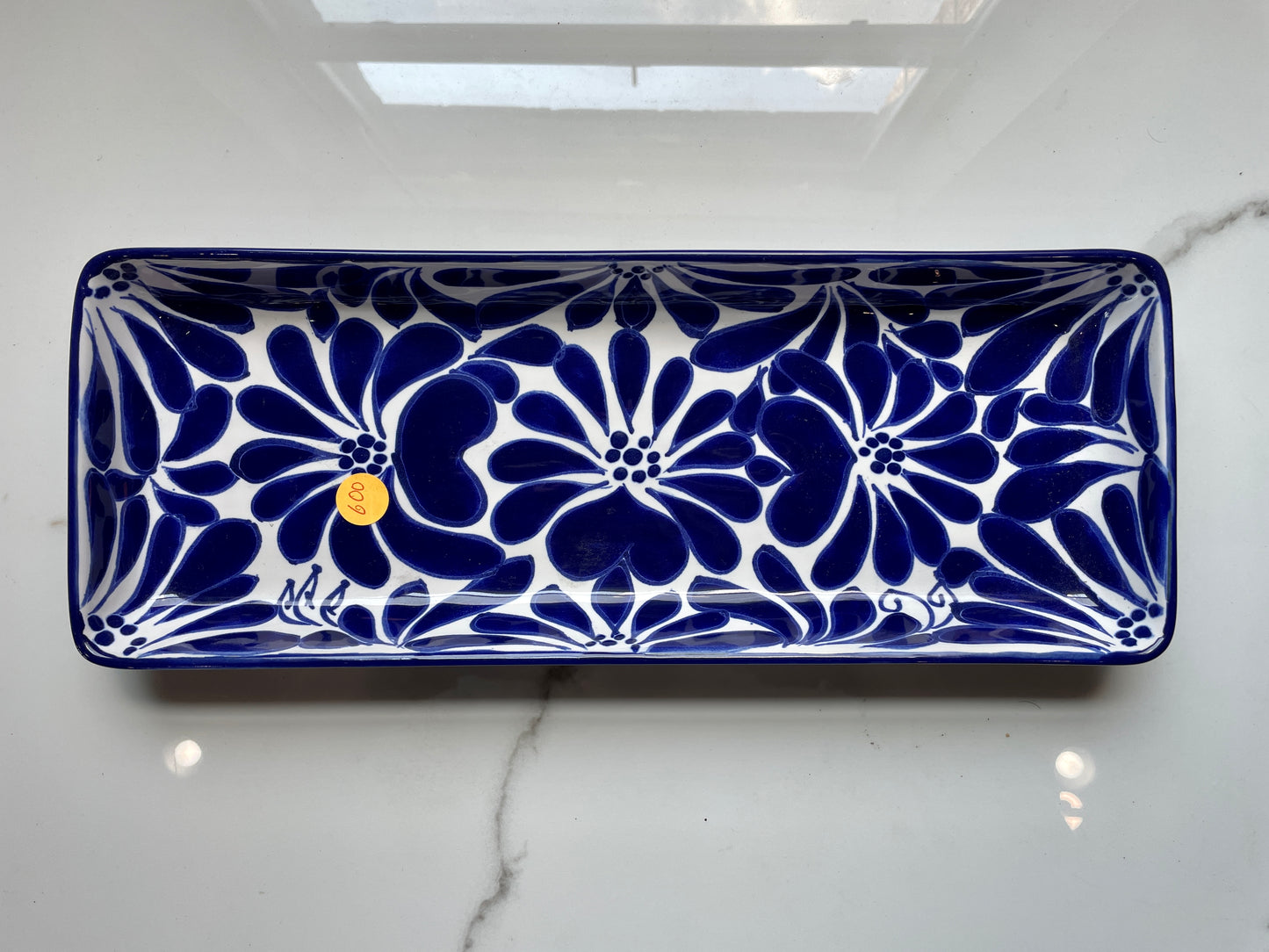 Blue and White Patterned Talavera Tea Tray Set