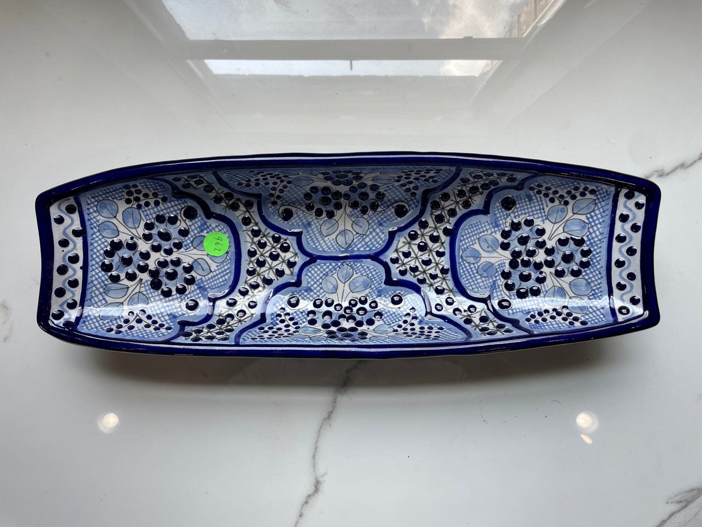 Blue and White Patterned Big Canoe Talavera Tray Set
