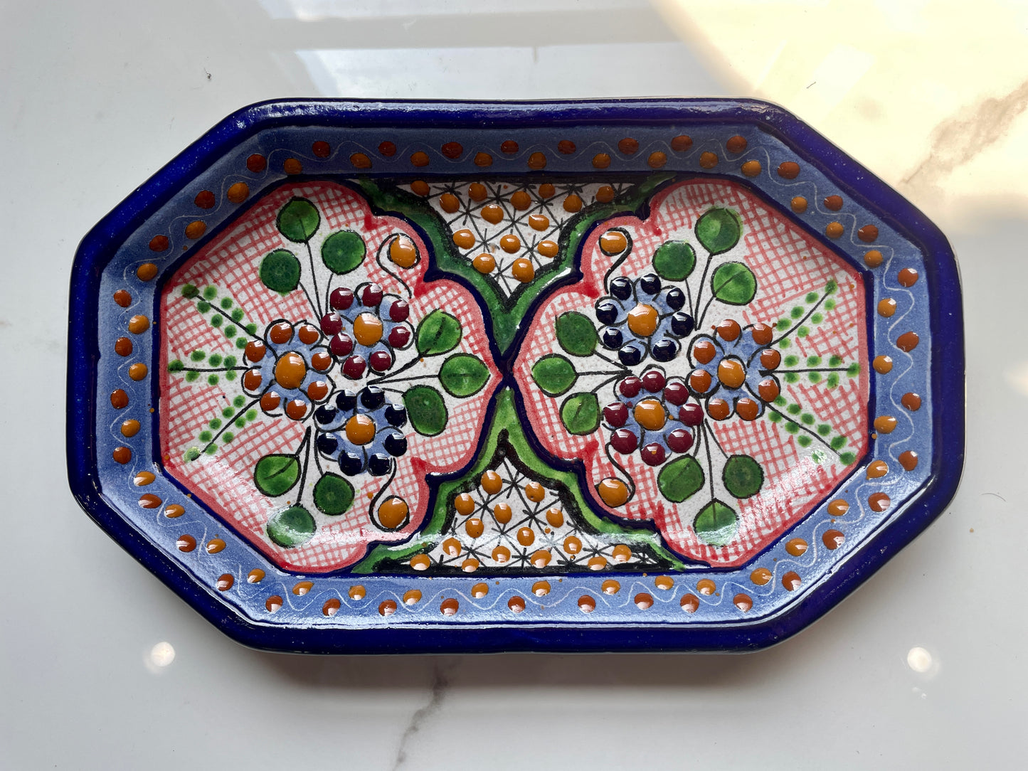 Multicolor Patterned Bowl Talavera Tray Set