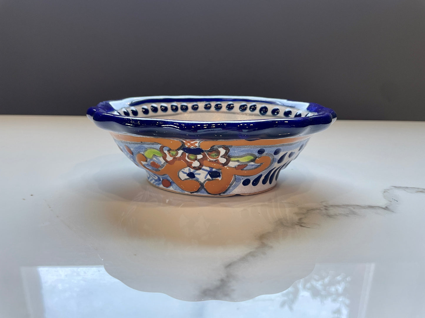 Blue, White, and Multicolor Patterned 4pc Bowl Talavera Set