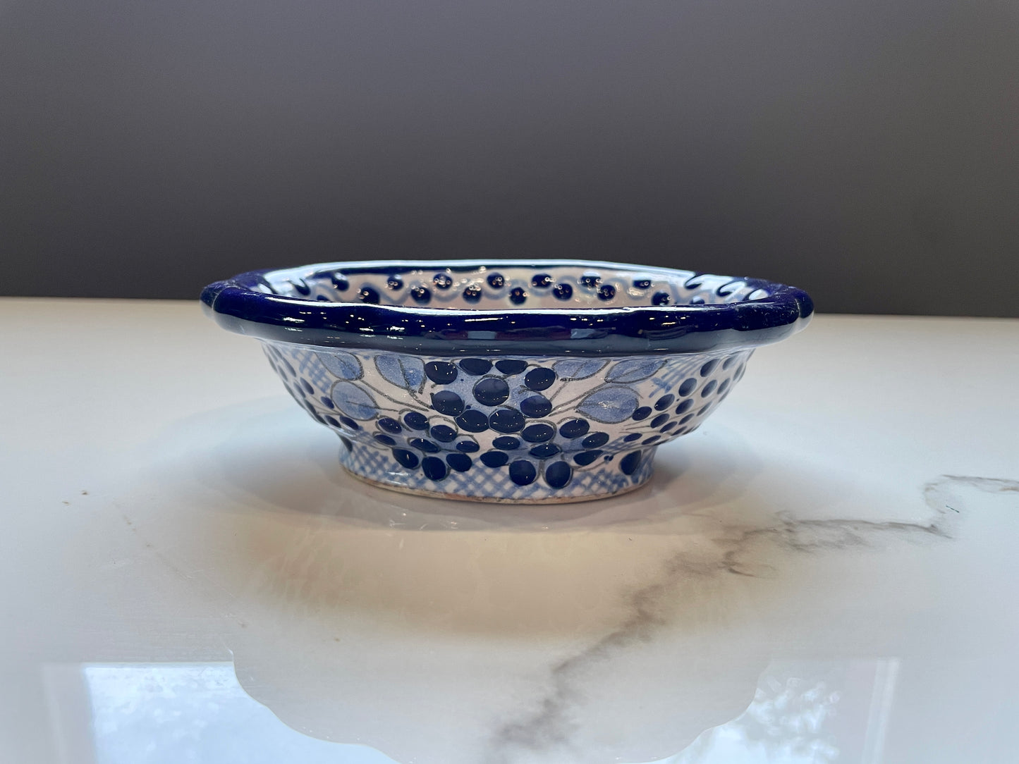 Blue, White, and Multicolor Patterned 4pc Bowl Talavera Set