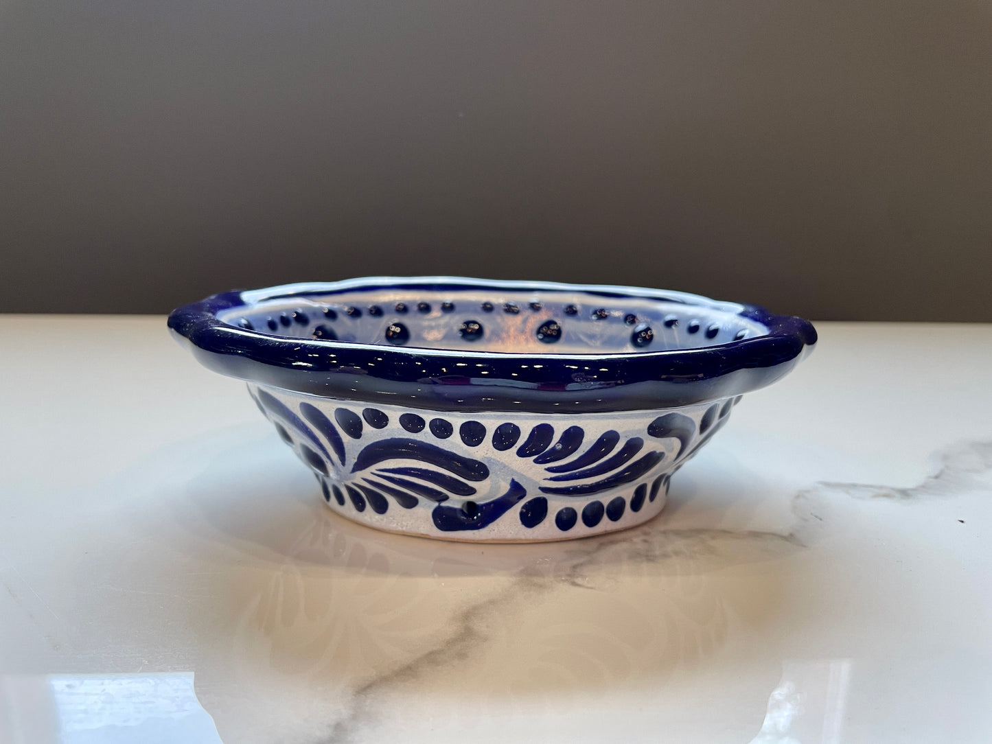 Blue, White, and Multicolor Patterned 4pc Bowl Talavera Set