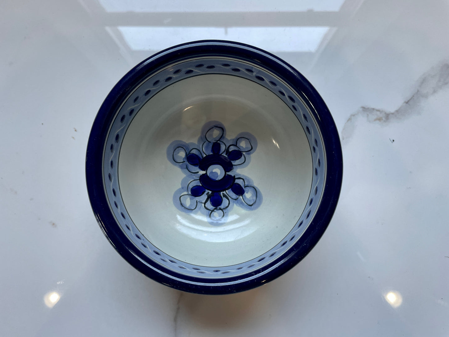 Blue and White Patterned 4pc Bowl Talavera Set