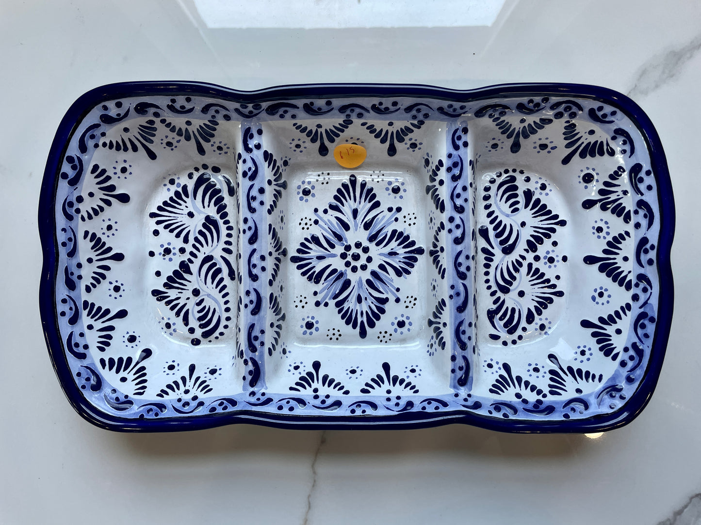White and Blue Patterned 2pc Dip Bowl Talavera Set
