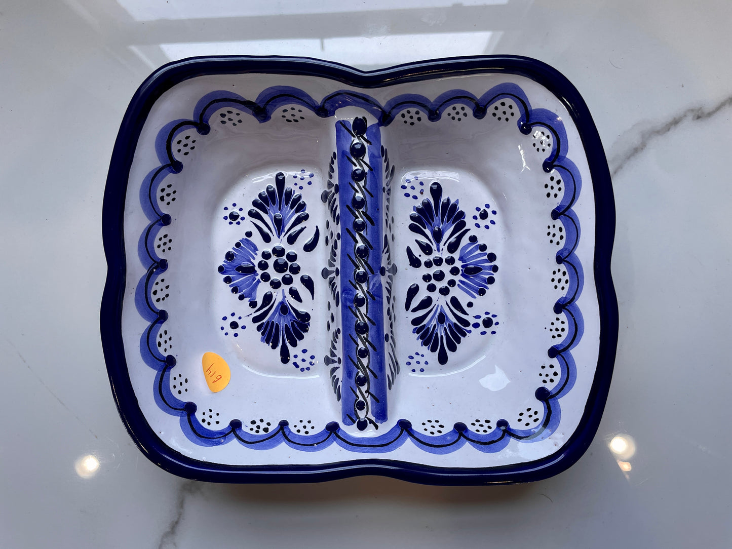 White and Blue Patterned 2pc Dip Bowl Talavera Set
