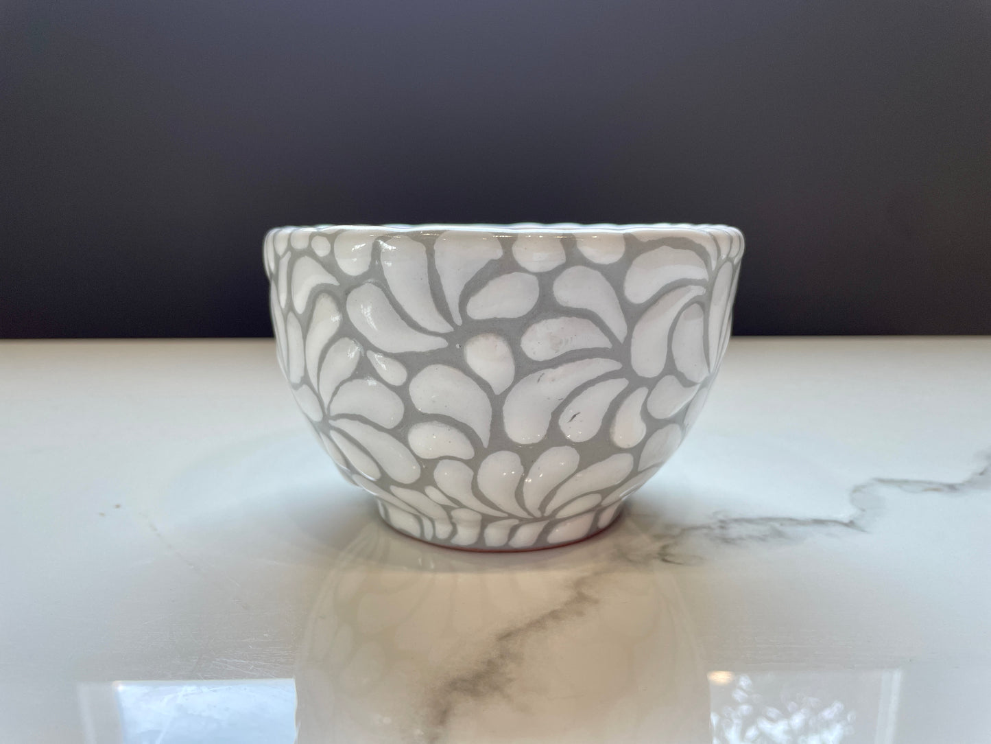 White Patterned 3pc Canoe Bowl Talavera Set