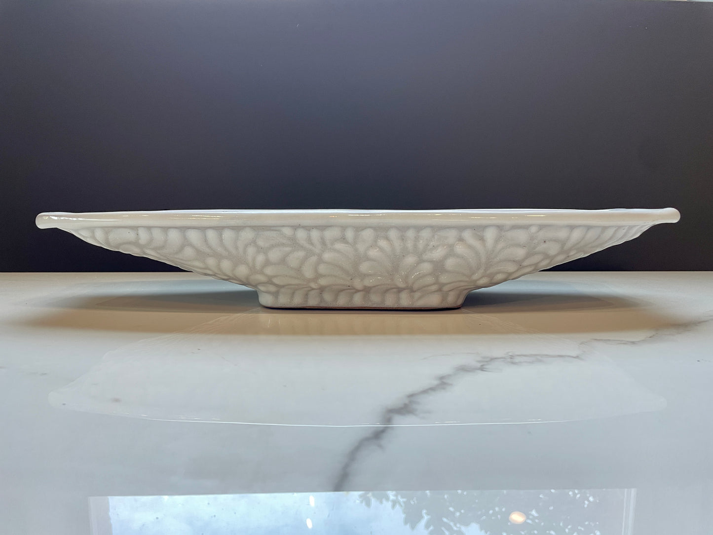 White Patterned 3pc Canoe Bowl Talavera Set