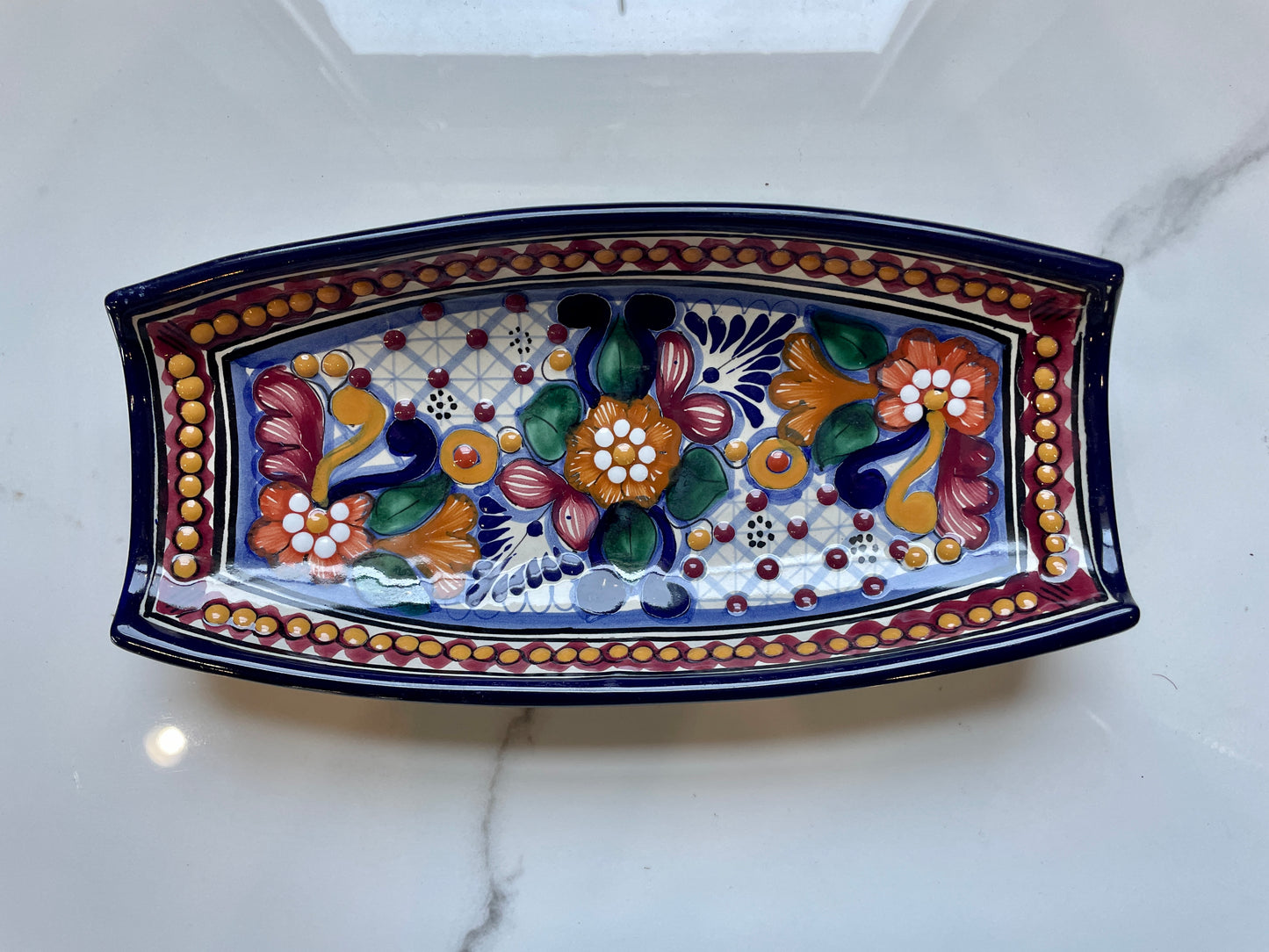 Multicolor Patterned 3pc Canoe Tea Talavera Set