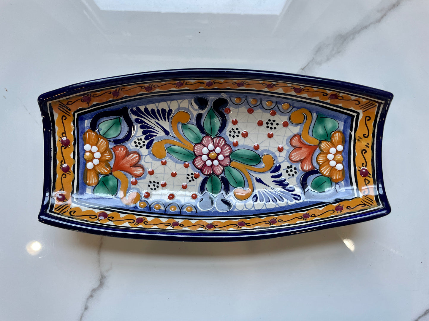 Multicolor Patterned 3pc Canoe Tea Talavera Set