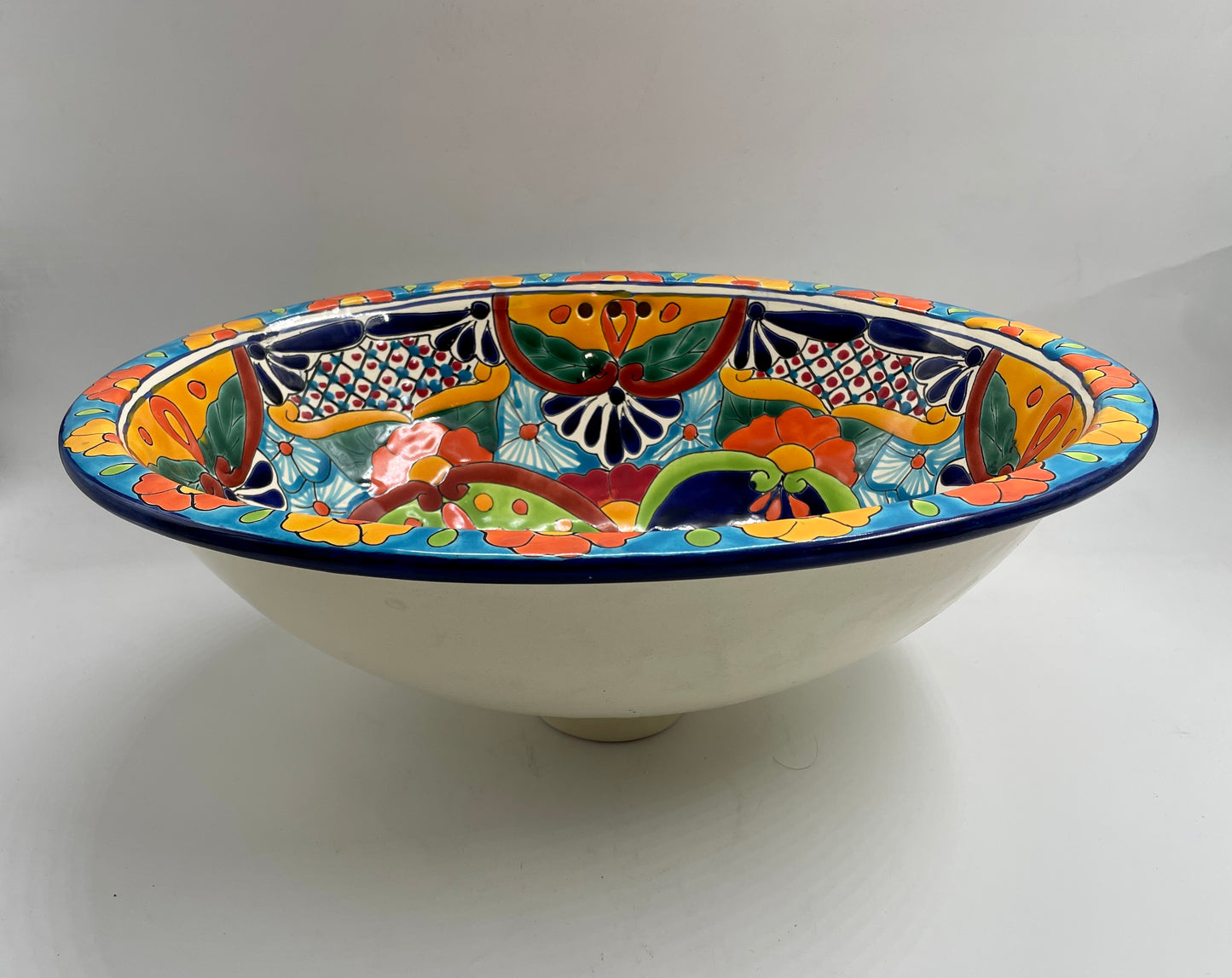 Multicolor Patterned Medium Flower Talavera Drop-In Sink