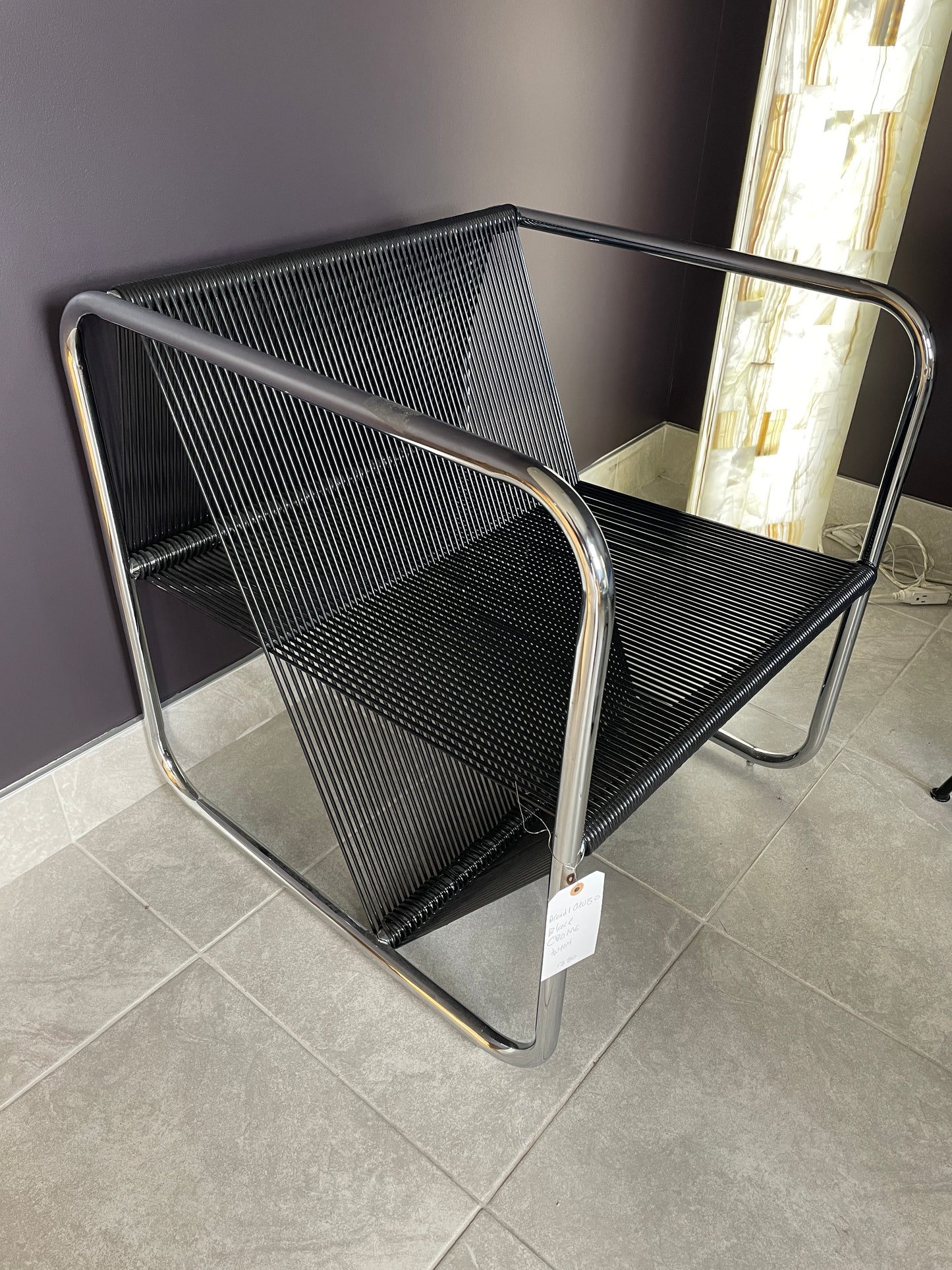 Black Cube Acapulco Chair w/ Silver Frame