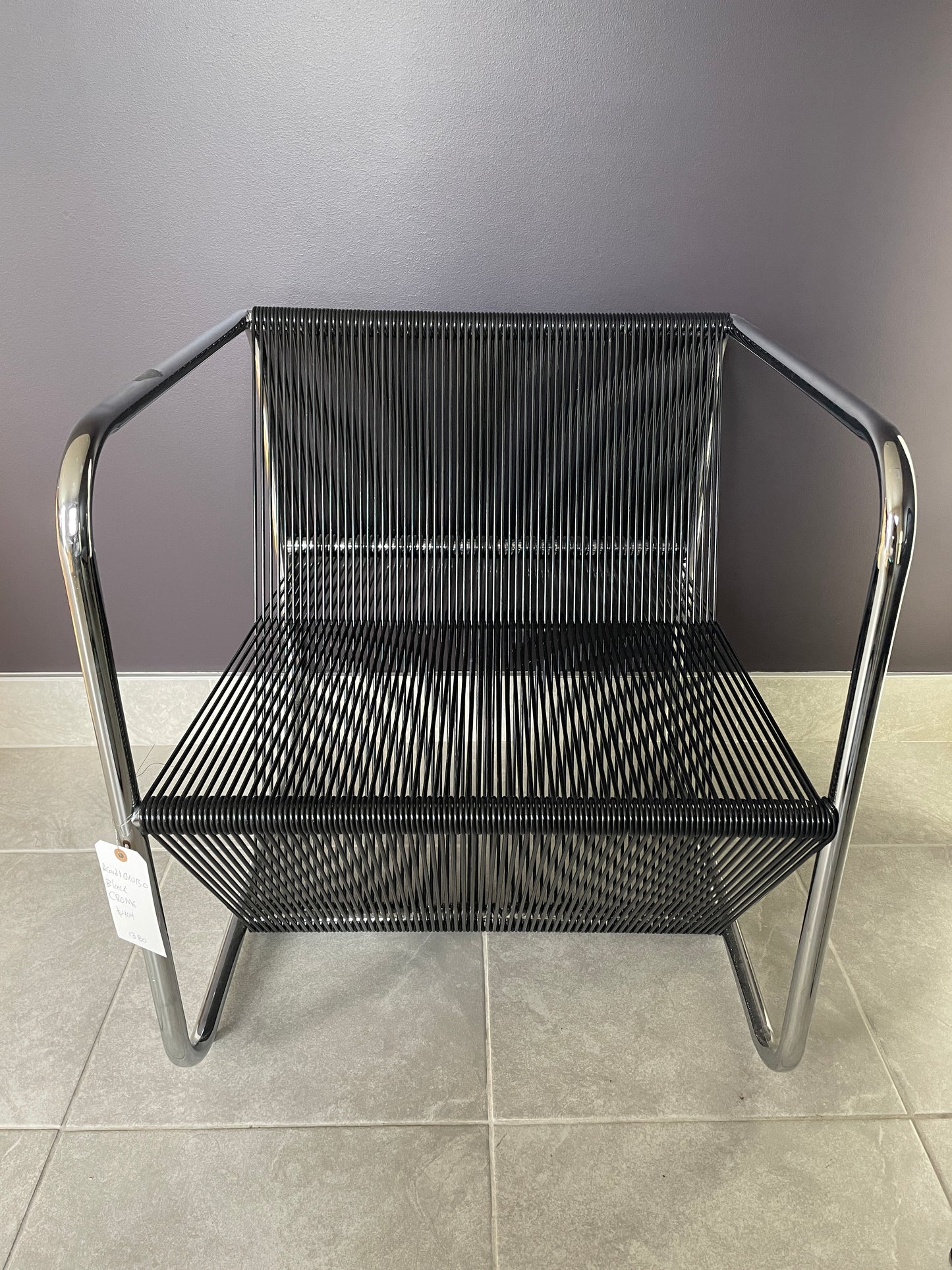 Black Cube Acapulco Chair w/ Silver Frame
