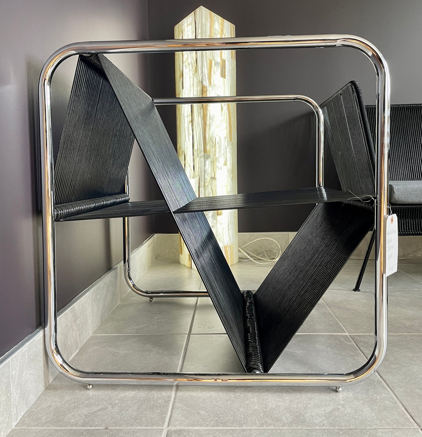 Black Cube Acapulco Chair w/ Silver Frame