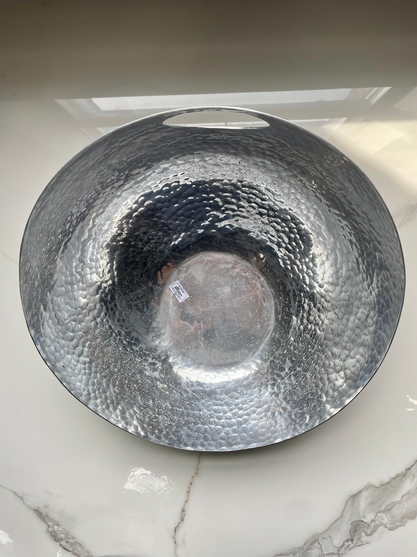 Silver Cratered 3pc Round Pewter Tray Set