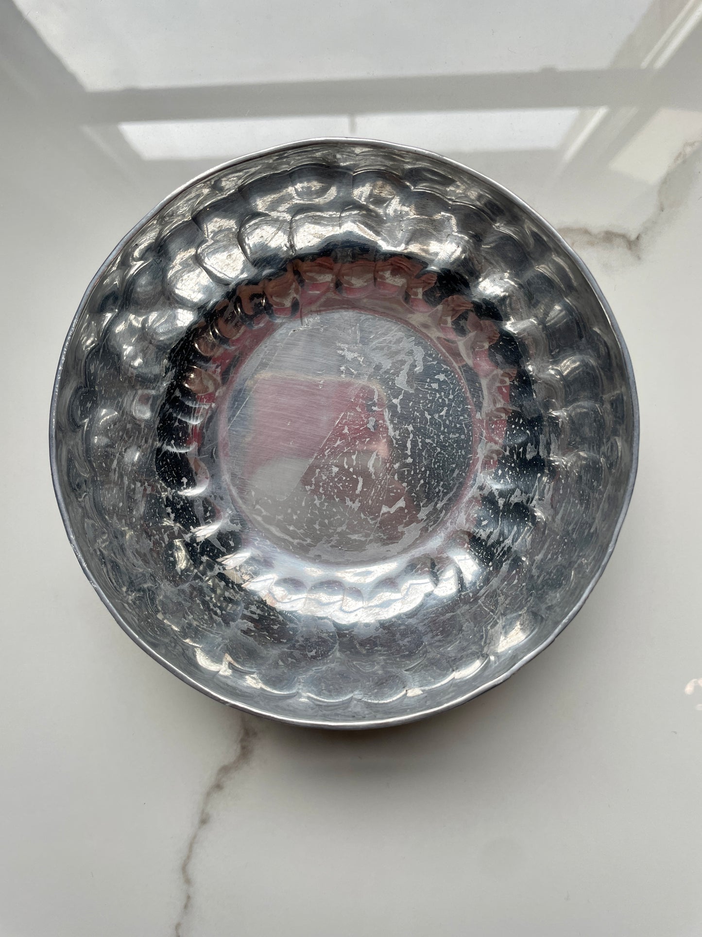 Silver Cratered 3pc Round Pewter Tray Set