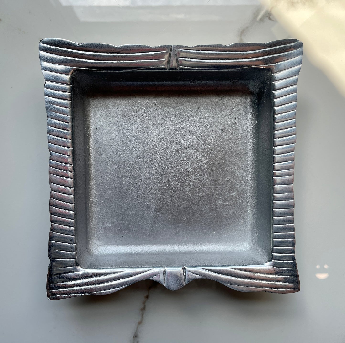 Silver Small 2pc Square Pewter Tray Set