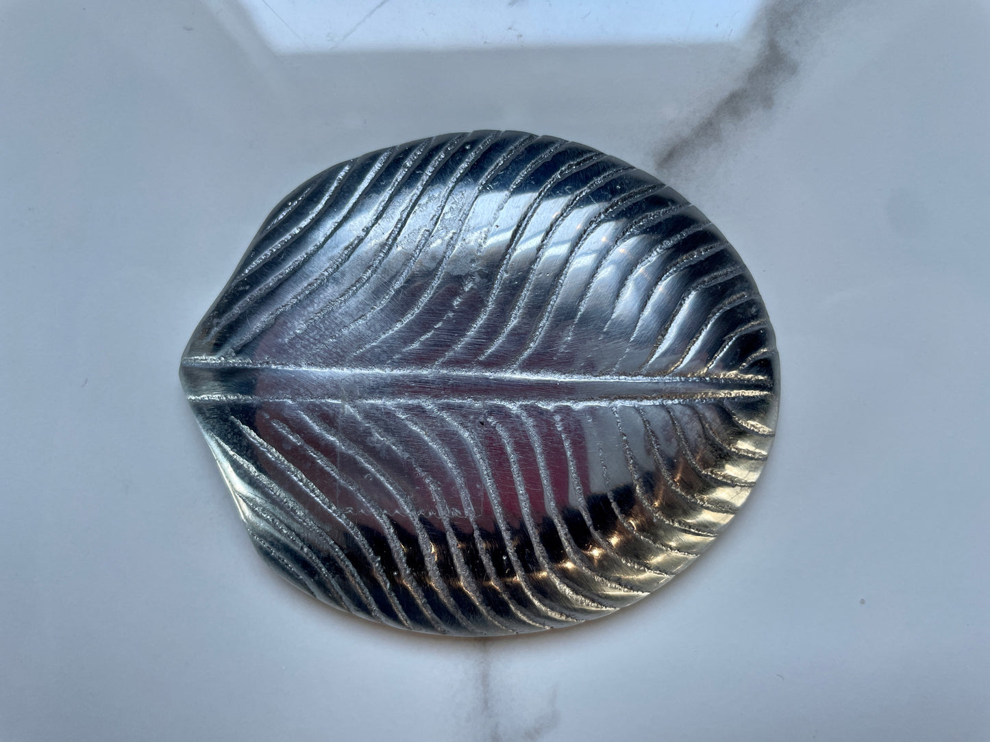Silver Small 3pc Leaf Pewter Tray Set