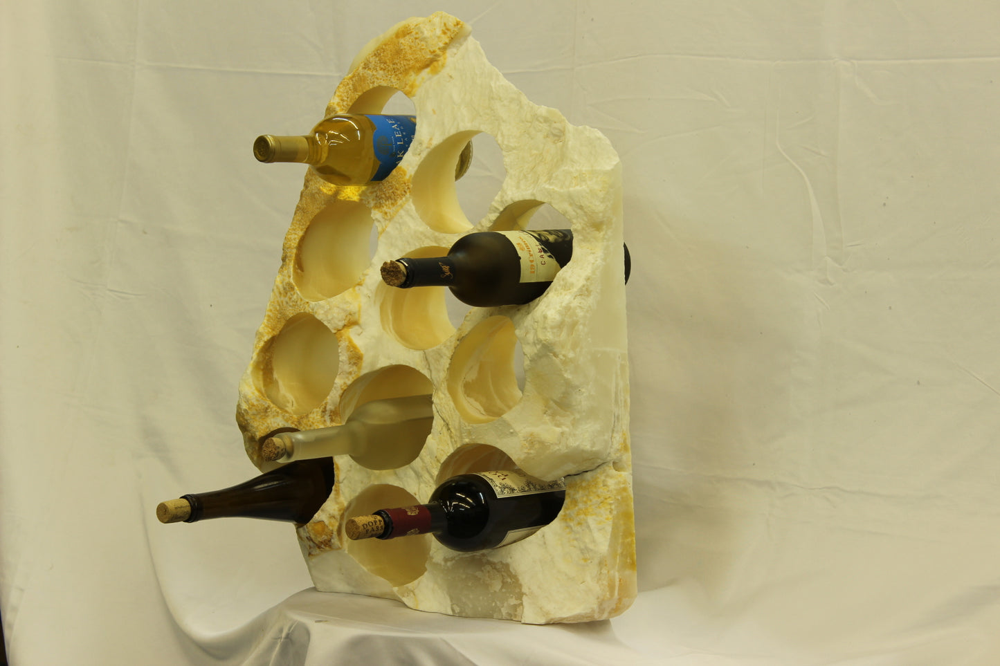 Yellow & White Onyx Stone Wine Holder