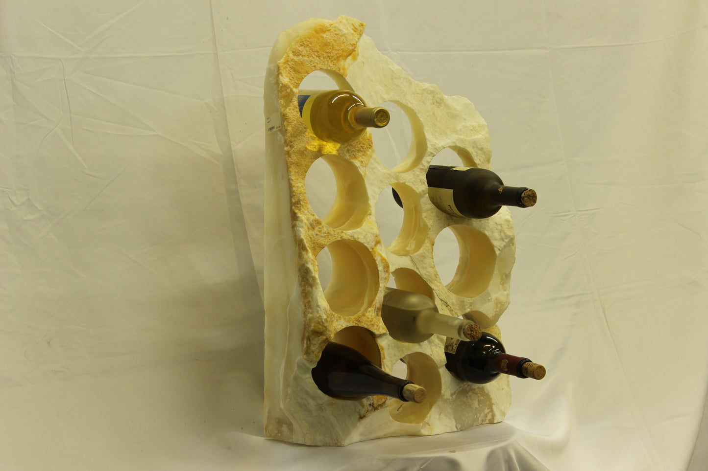 Yellow & White Onyx Stone Wine Holder