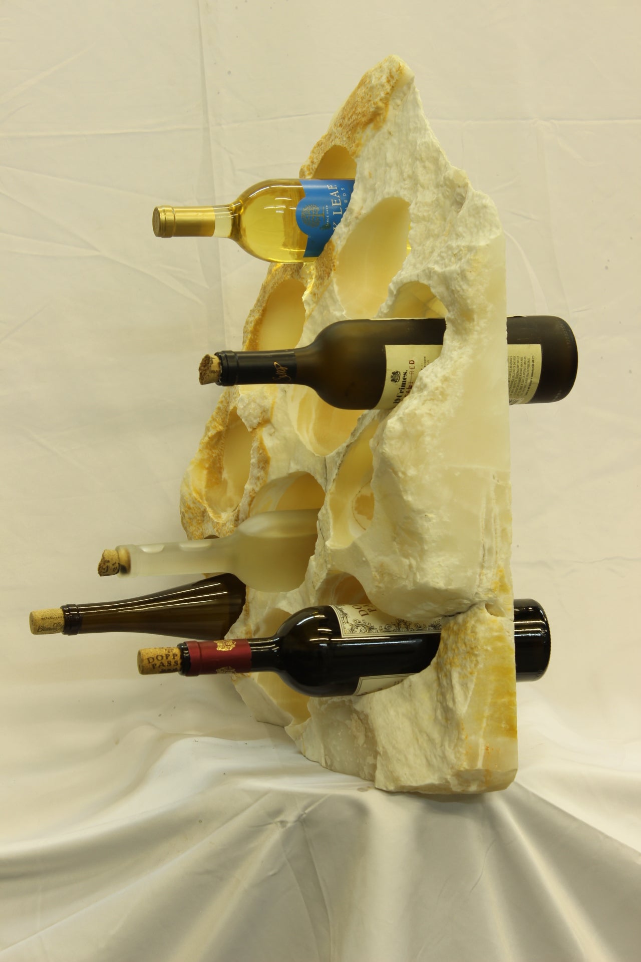 Yellow & White Onyx Stone Wine Holder