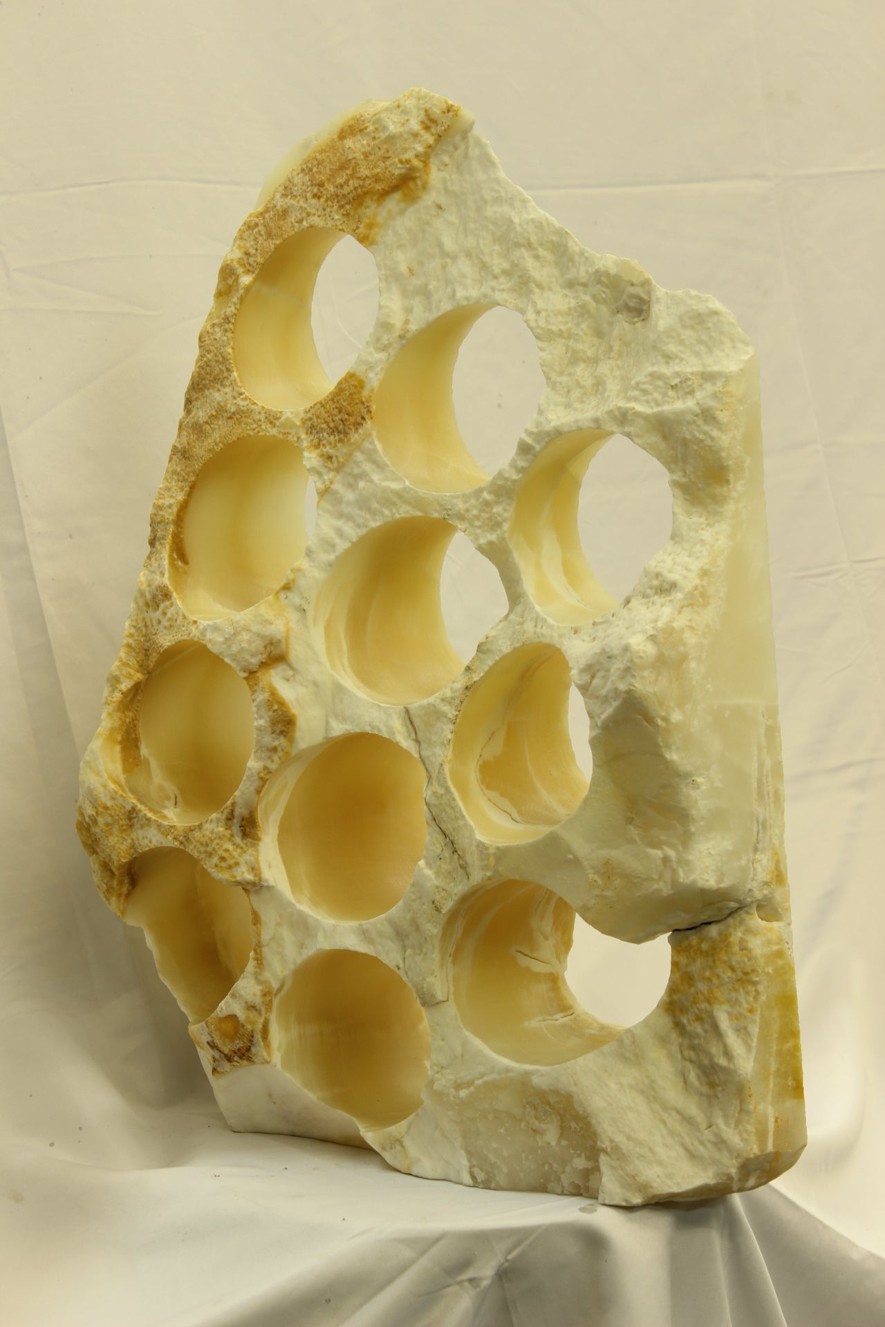 Yellow & White Onyx Stone Wine Holder