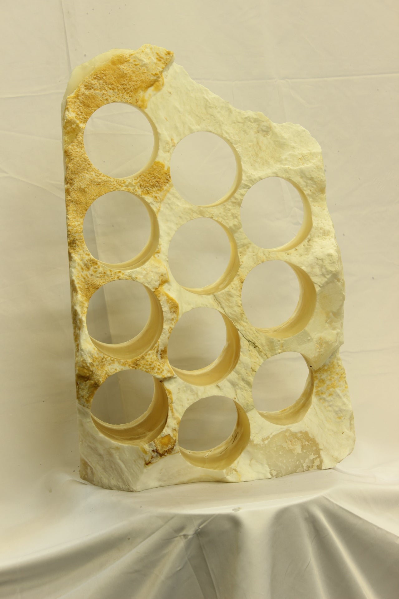 Yellow & White Onyx Stone Wine Holder