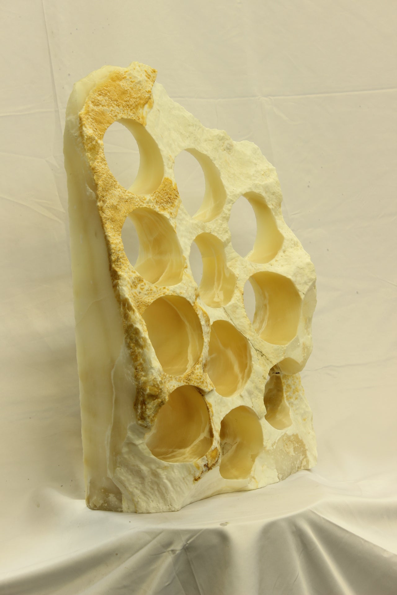 Yellow & White Onyx Stone Wine Holder