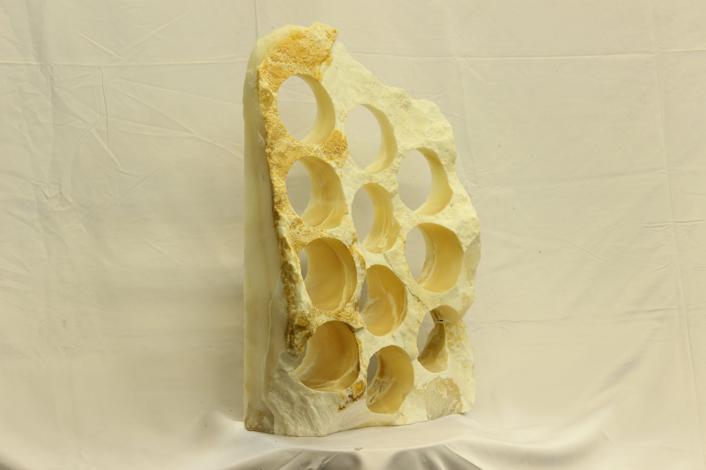 Yellow & White Onyx Stone Wine Holder