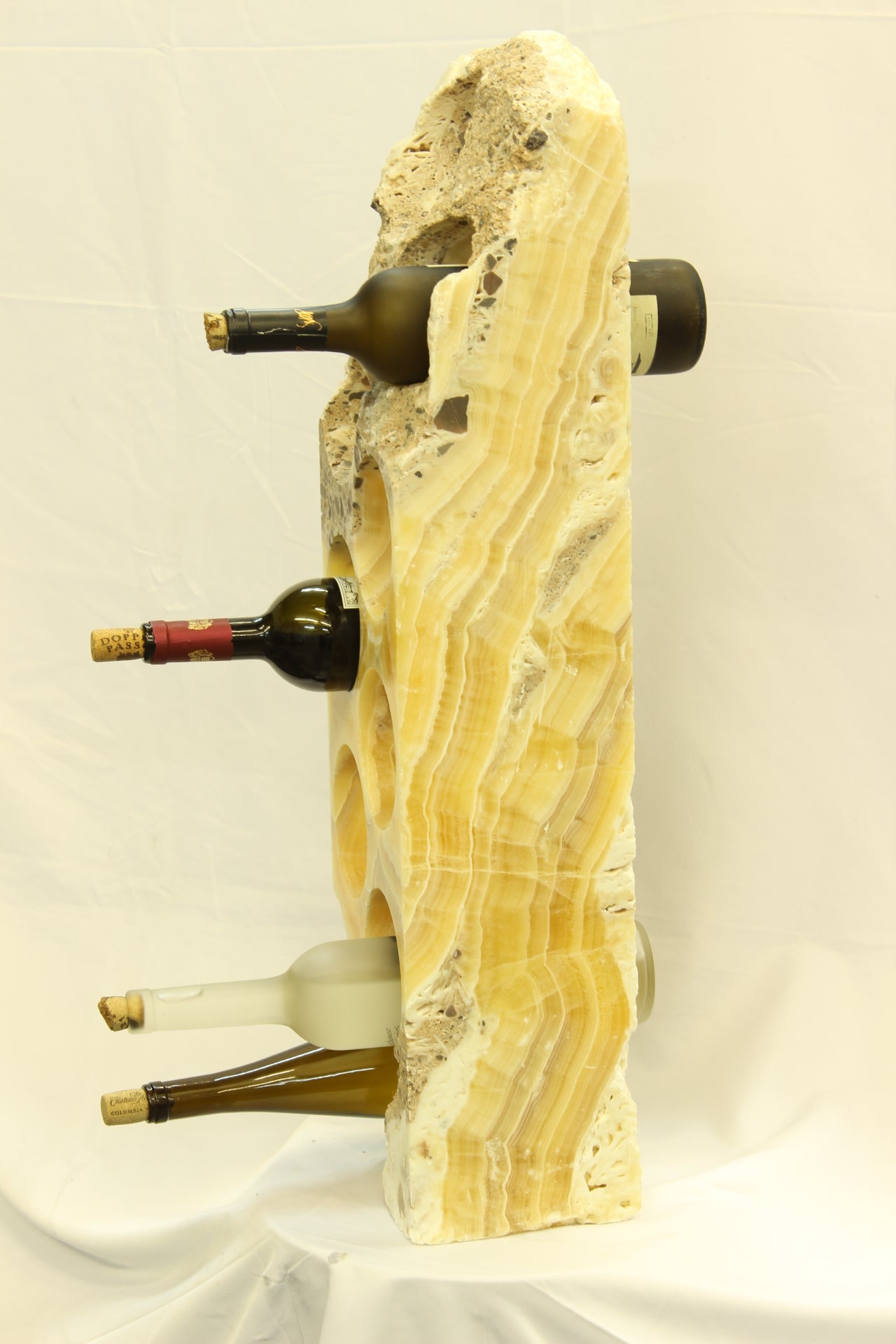 Yellow & Brown Onyx Stone Wine Holder