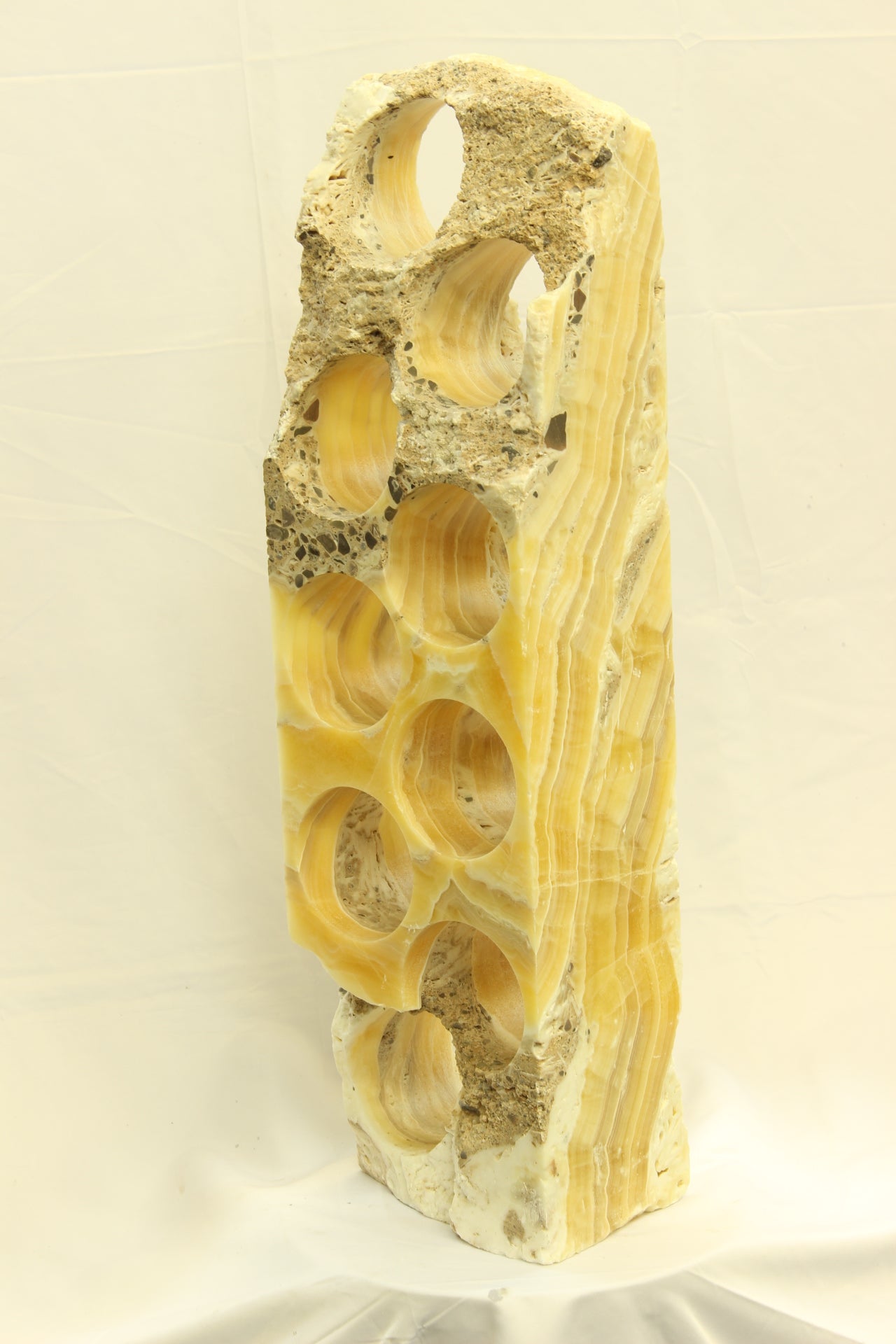 Yellow & Brown Onyx Stone Wine Holder