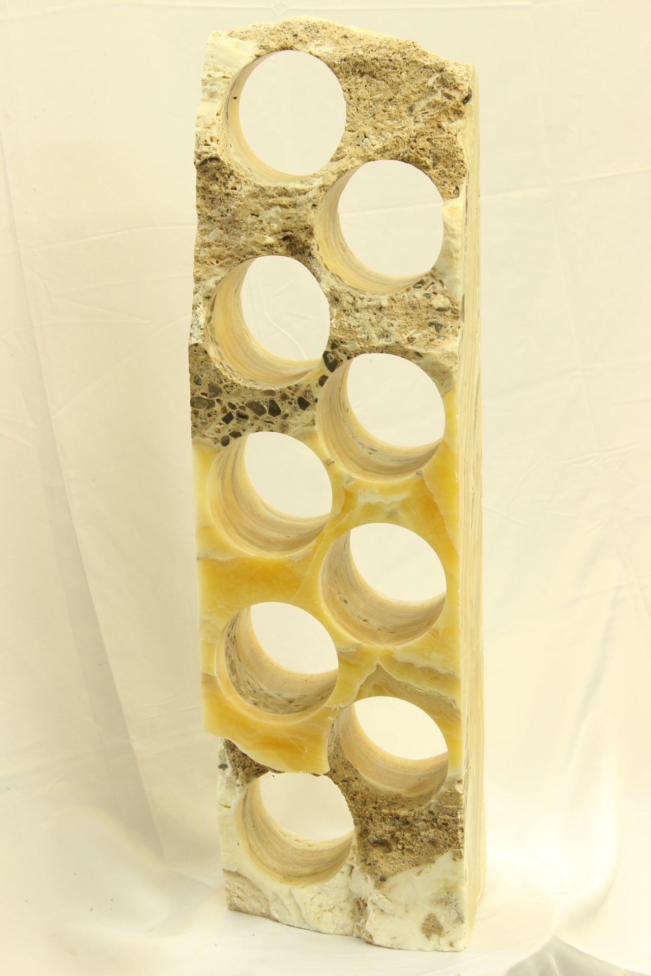 Yellow & Brown Onyx Stone Wine Holder