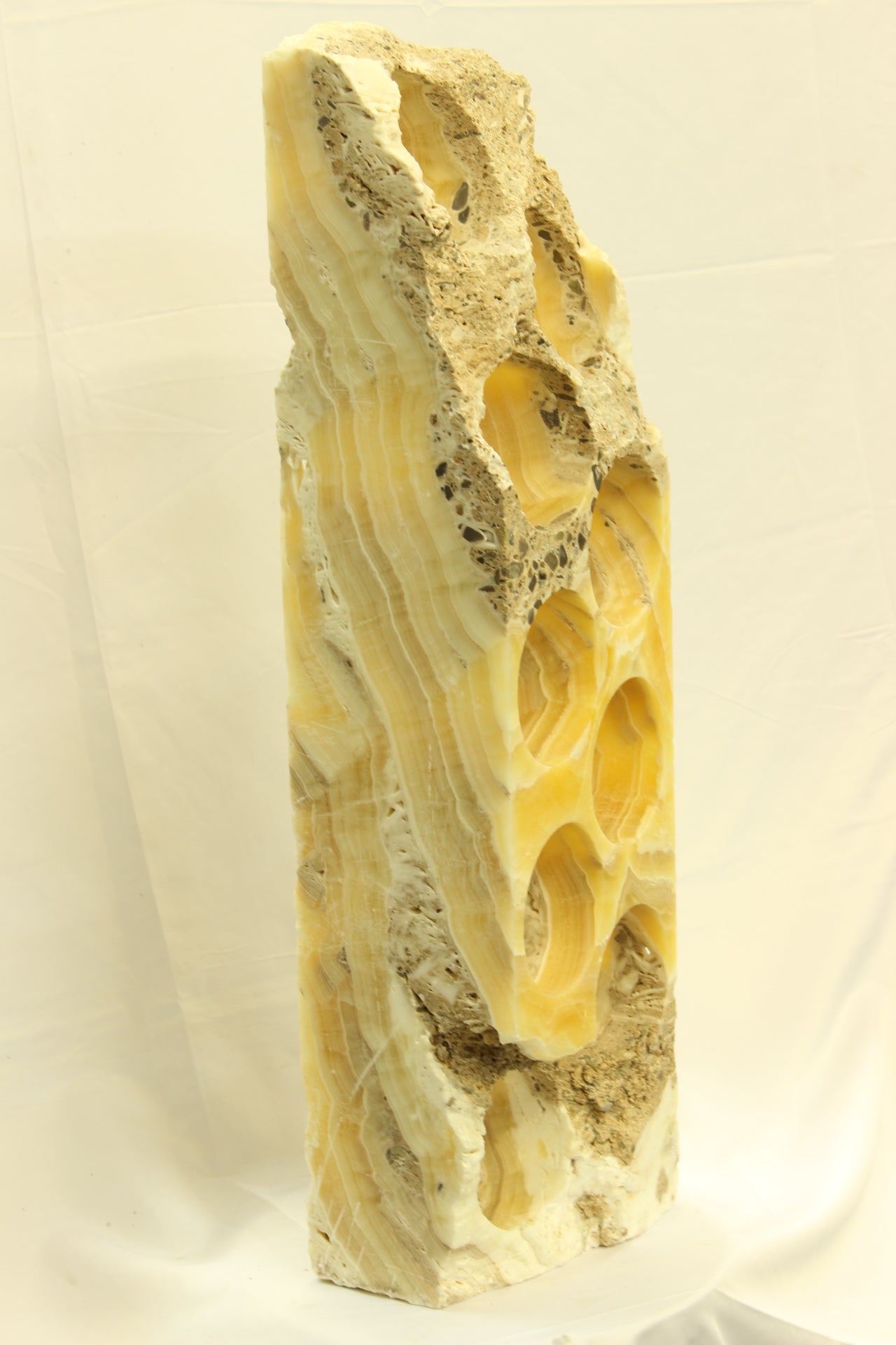 Yellow & Brown Onyx Stone Wine Holder