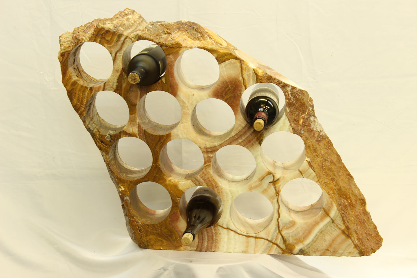 Red & White Onyx Stone Wine Holder