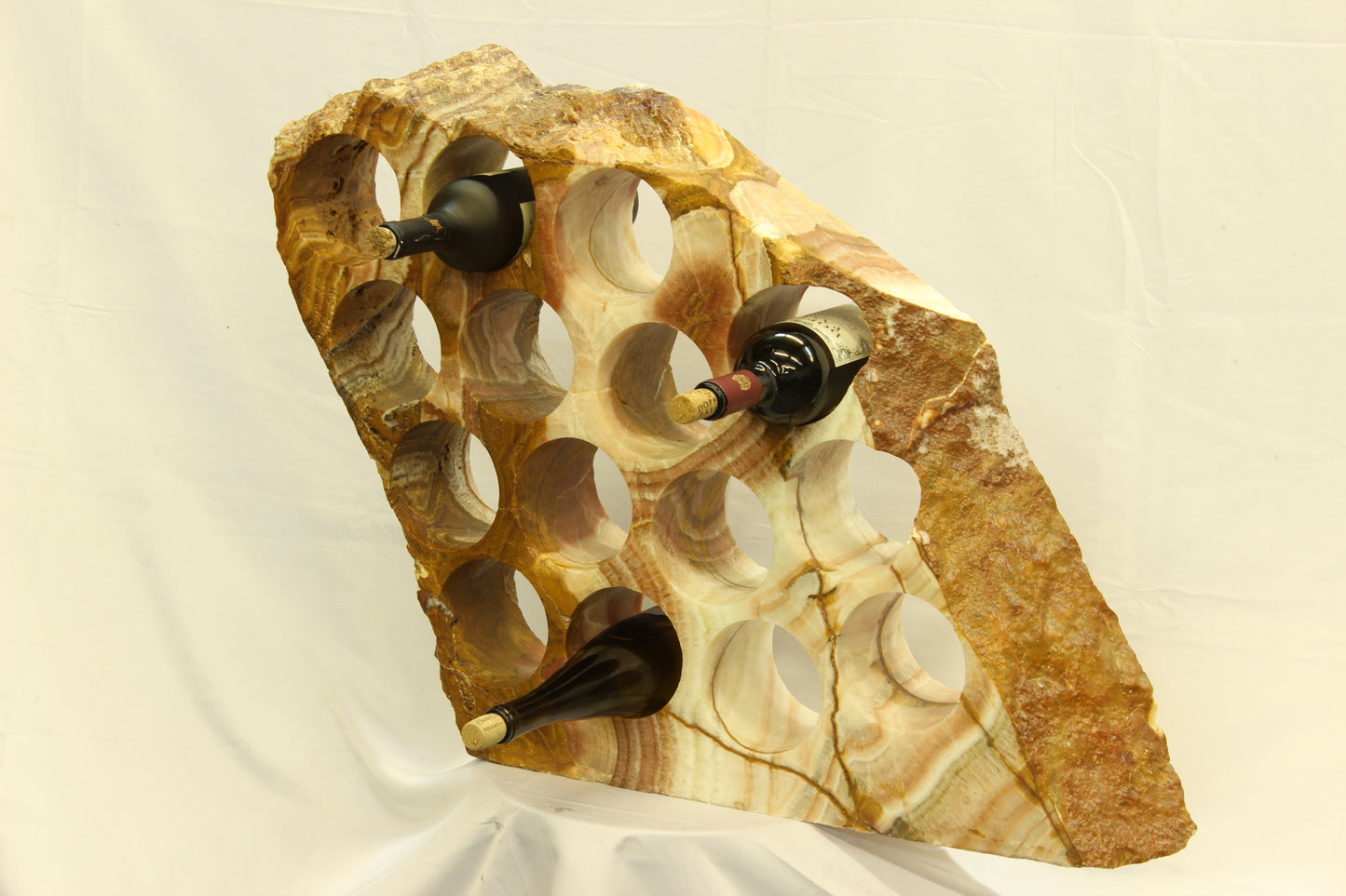 Red & White Onyx Stone Wine Holder