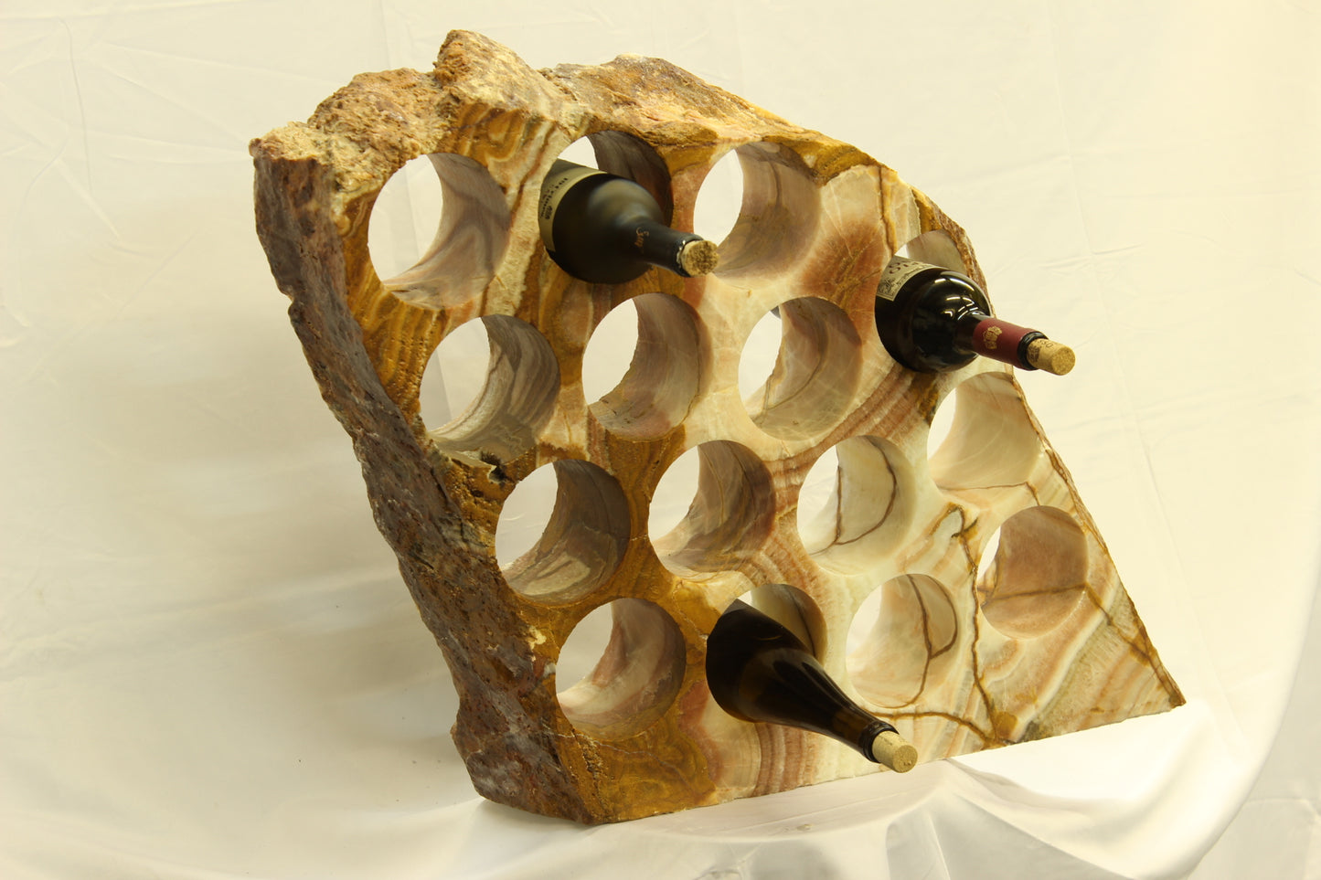 Red & White Onyx Stone Wine Holder