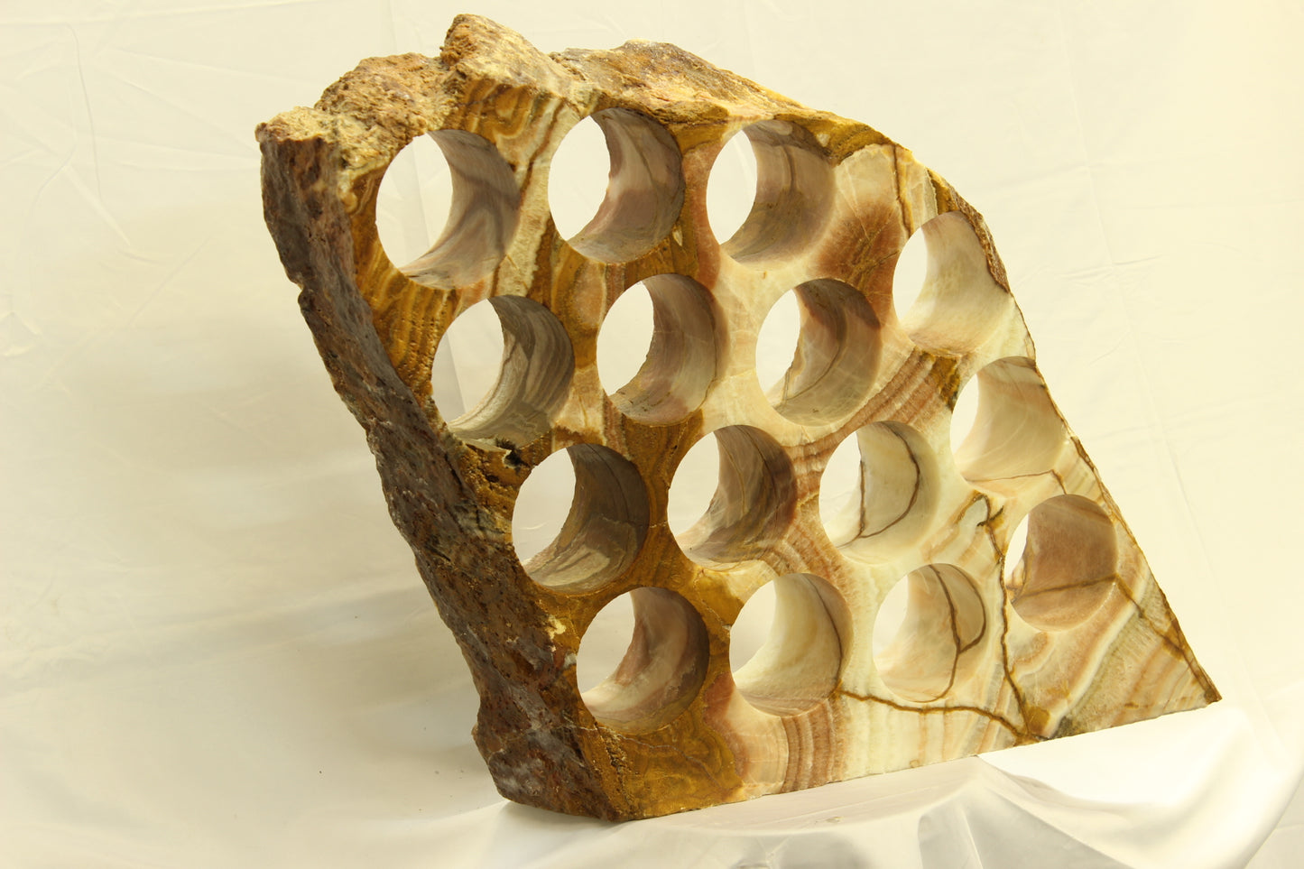 Red & White Onyx Stone Wine Holder