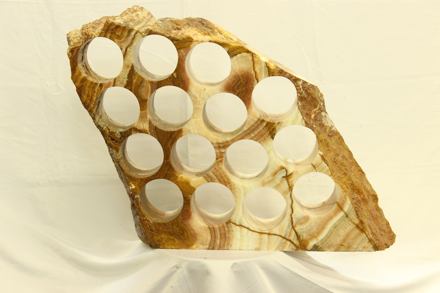 Red & White Onyx Stone Wine Holder