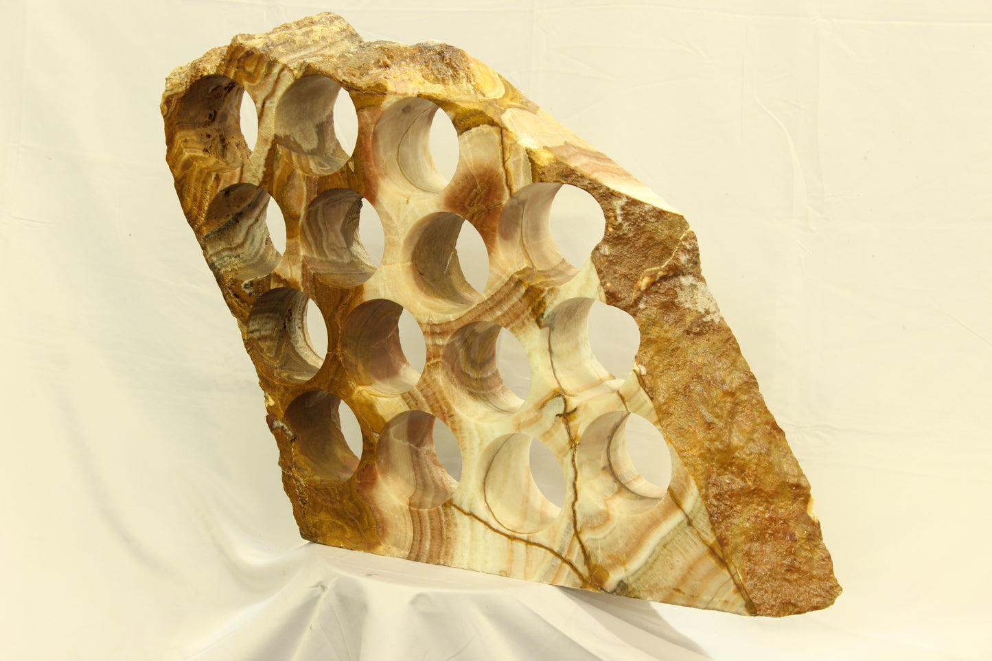 Red & White Onyx Stone Wine Holder
