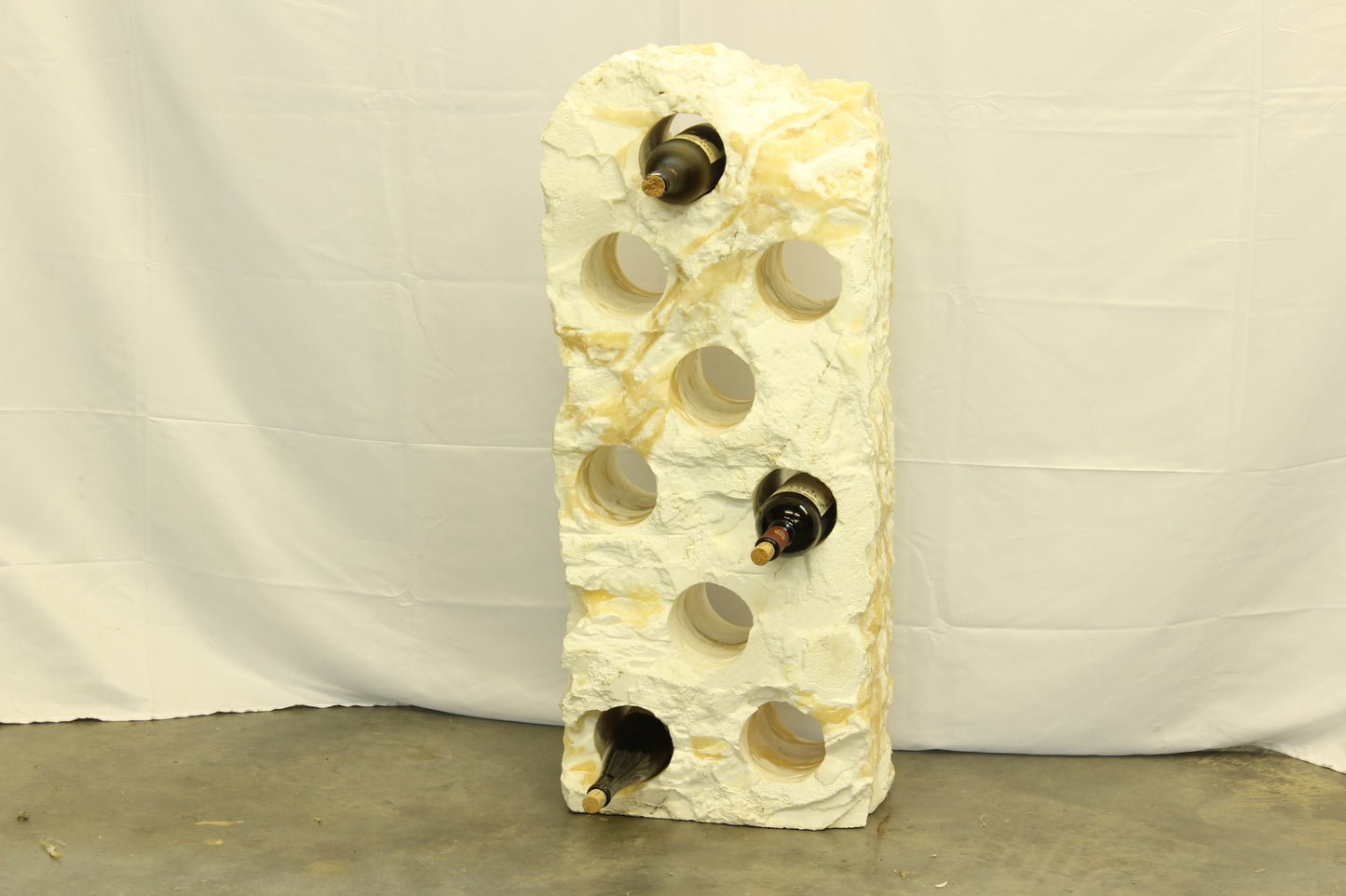 Large White & Beige Onyx Floor Wine Holder