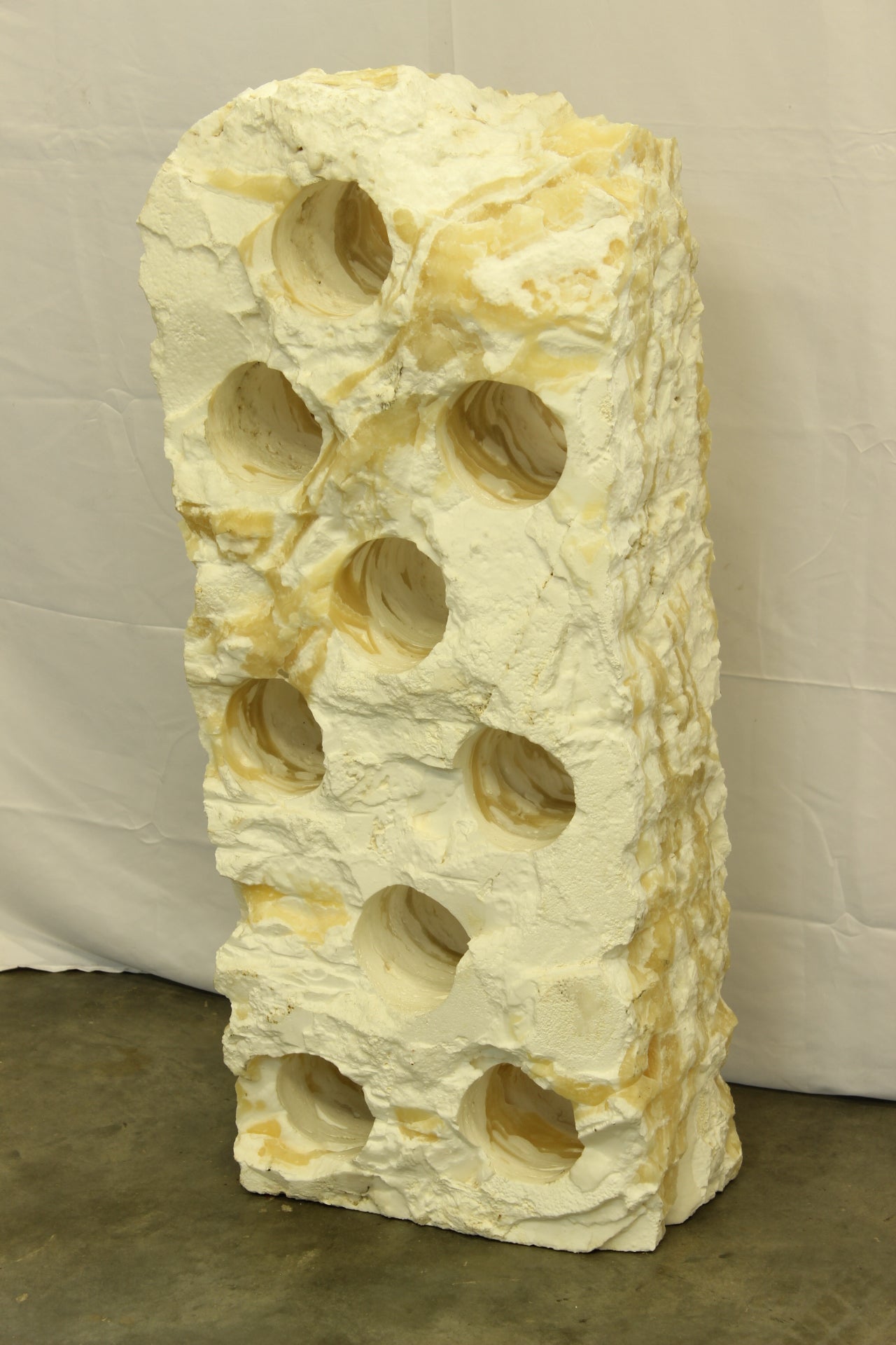 Large White & Beige Onyx Floor Wine Holder