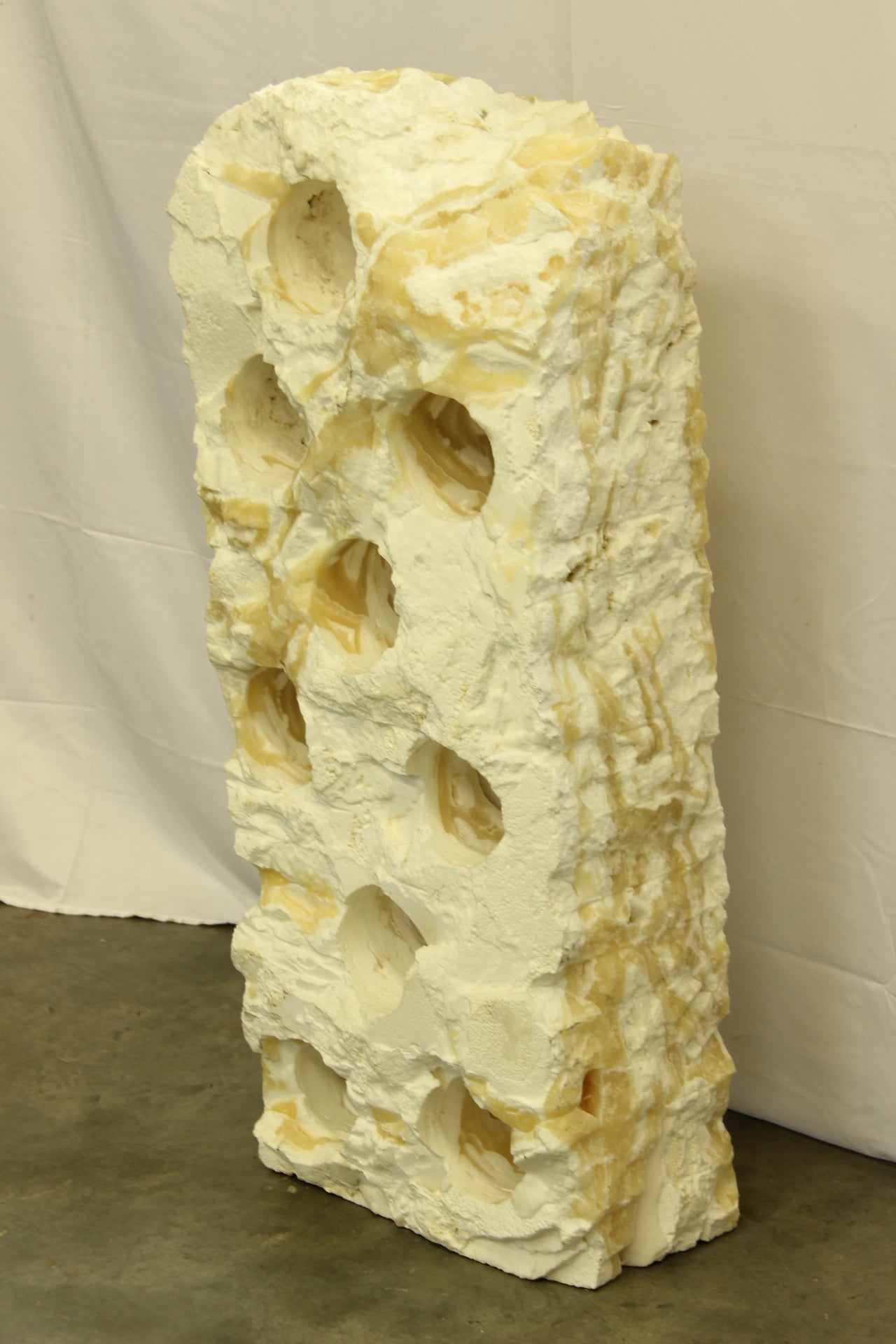 Large White & Beige Onyx Floor Wine Holder