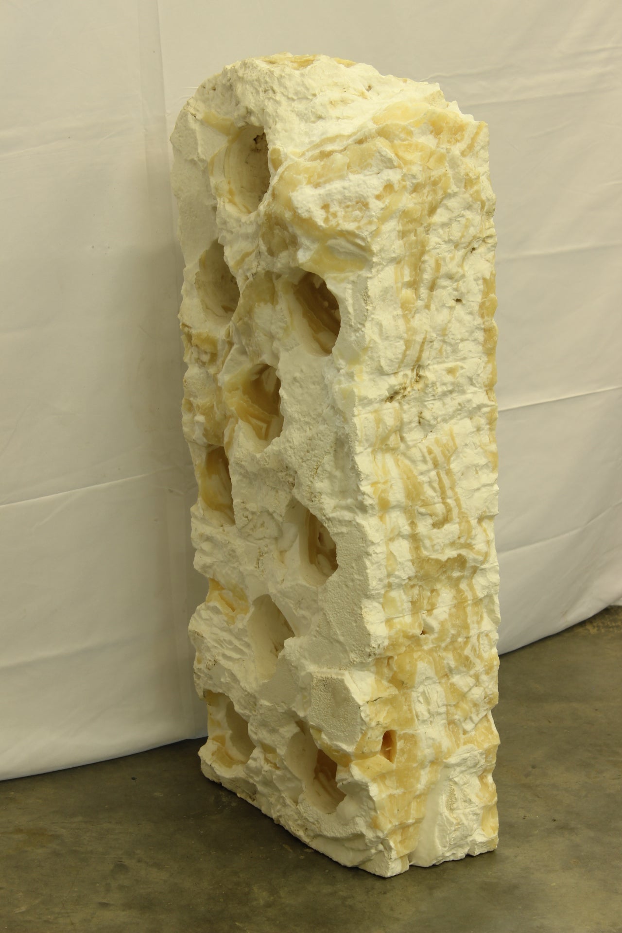 Large White & Beige Onyx Floor Wine Holder